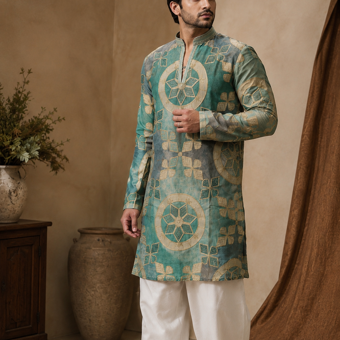 Designer Multicolor Embroidered Kurta for Men | Tulsiya