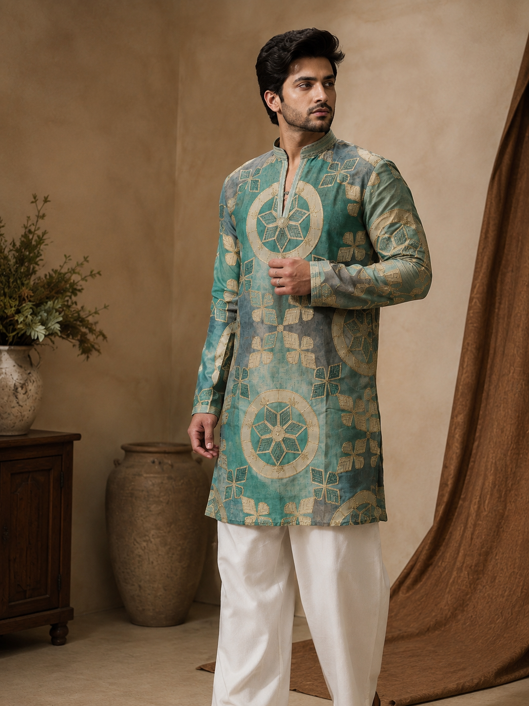 Designer Multicolor Embroidered Kurta for Men | Tulsiya