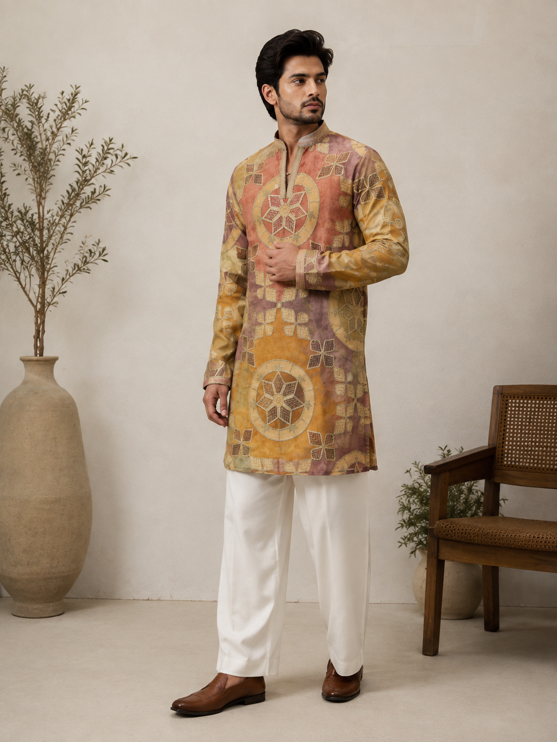 Designer Multicolor Embroidered Kurta for Men | Tulsiya