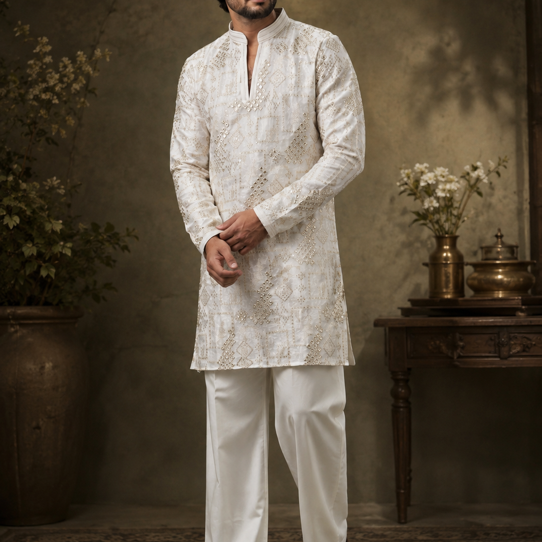 Men’s Premium Heavy Embroidered Ethnic Kurta | Festive & Wedding Wear