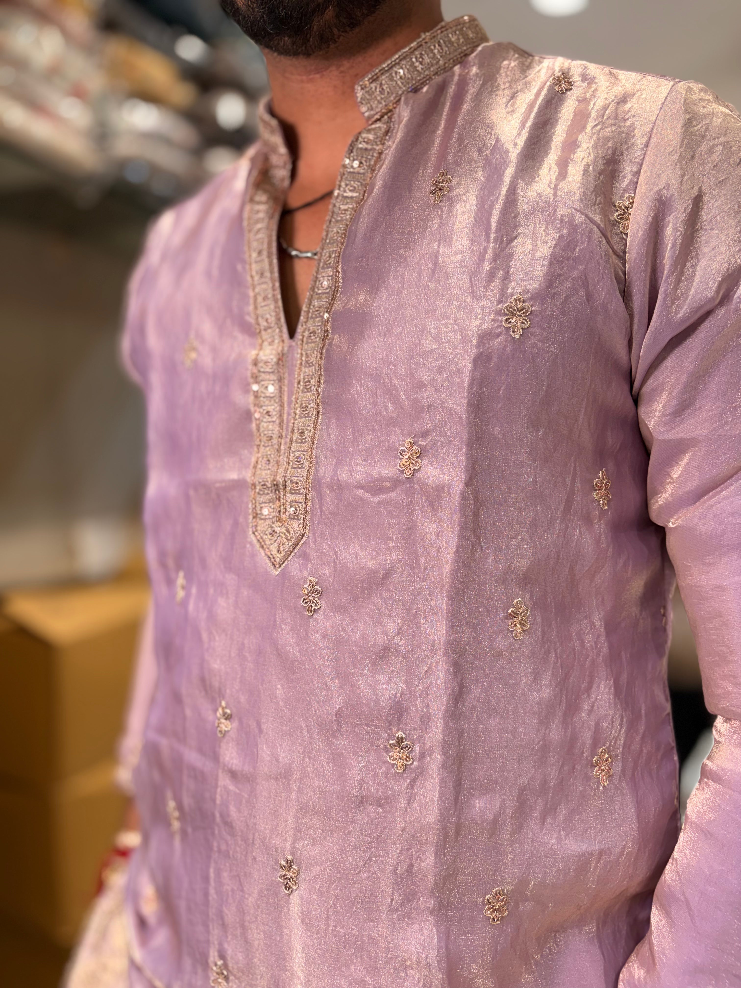 Premium Embroidered Silk Short Kurta for Men | Tulsiya