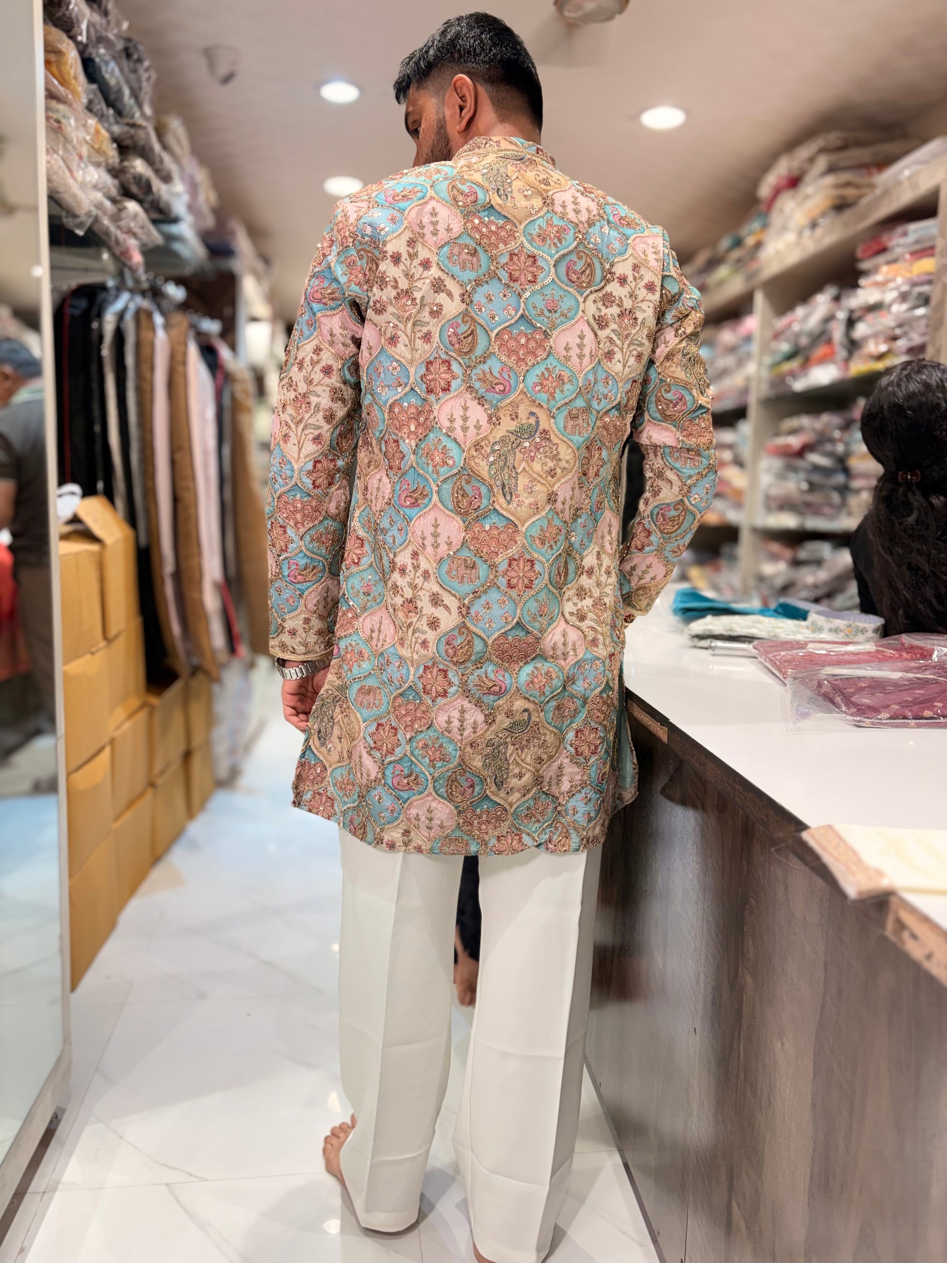 Premium Multicolour Embroidered Silk Kurta for Men | Designer Festive Ethnic Wear