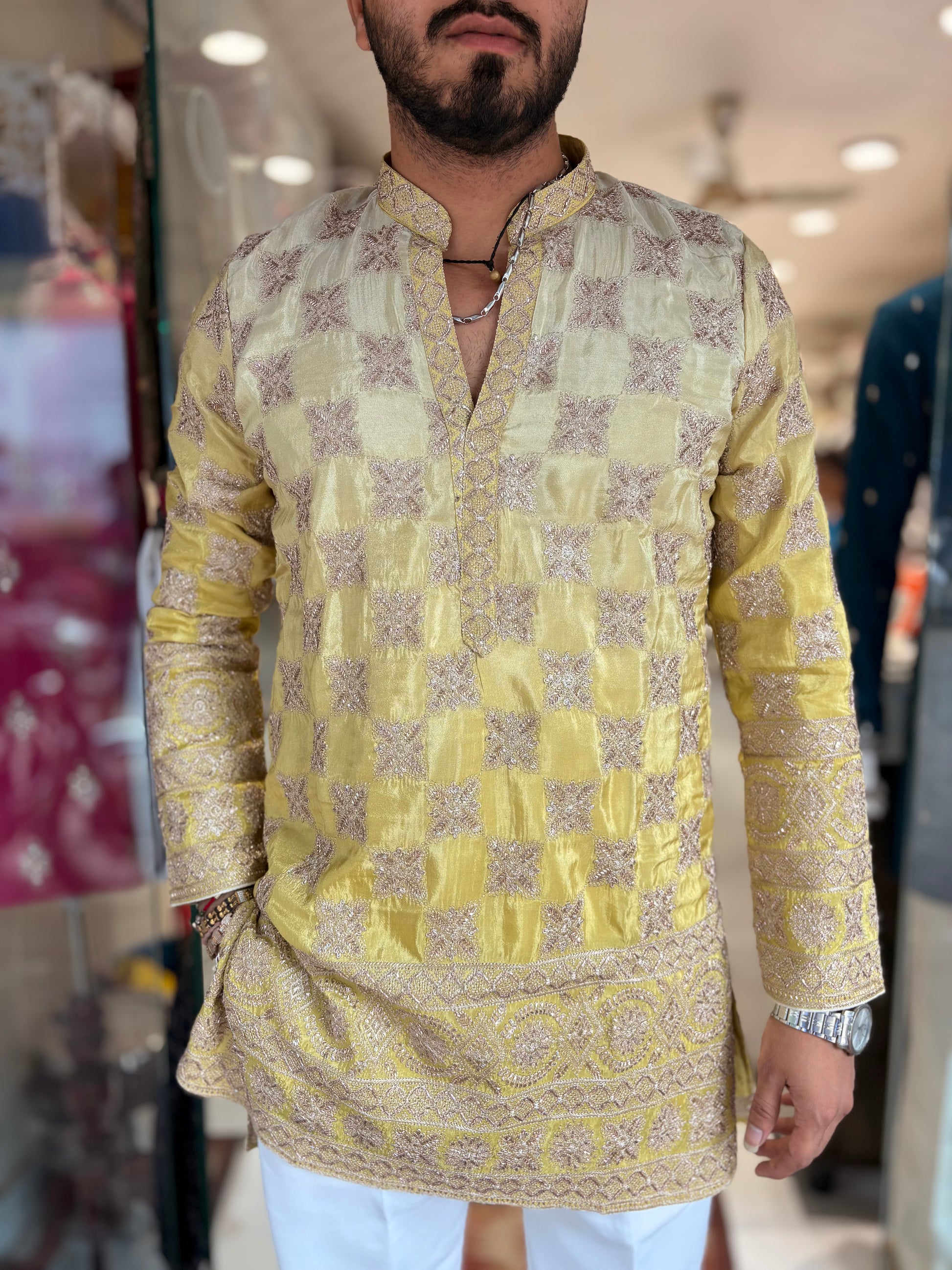 Premium Tissue Silk Embroidered Kurta
