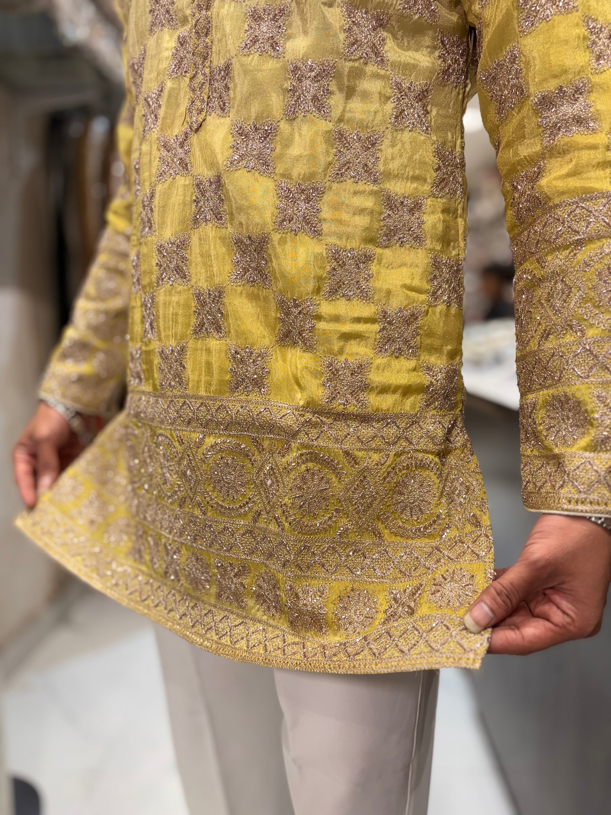 Premium Tissue Silk Embroidered Kurta