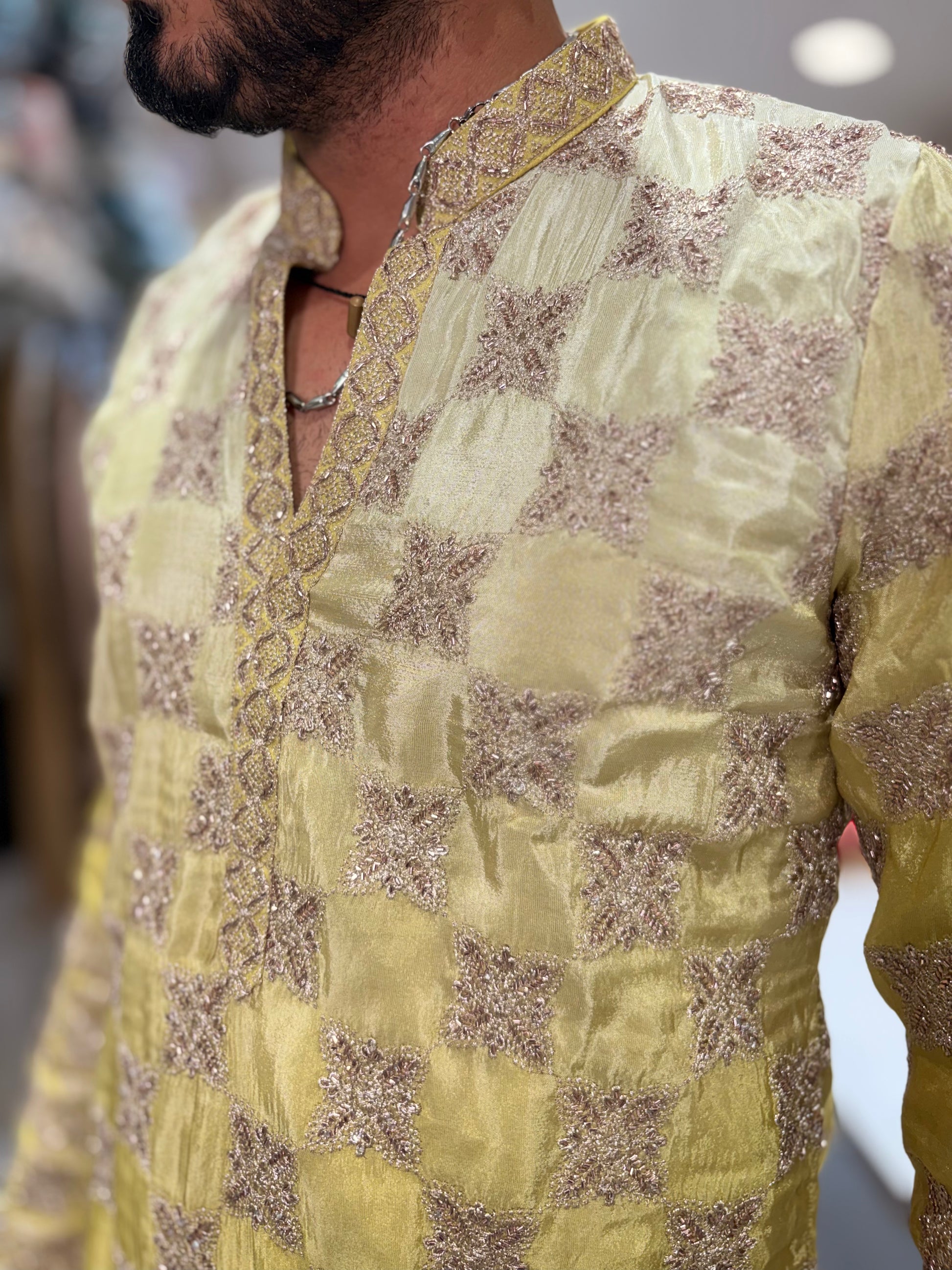 Premium Tissue Silk Embroidered Kurta