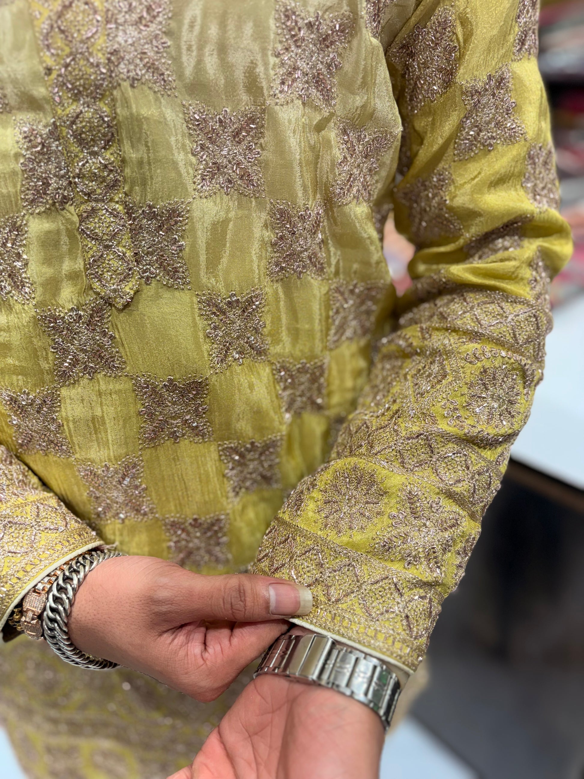 Premium Tissue Silk Embroidered Kurta