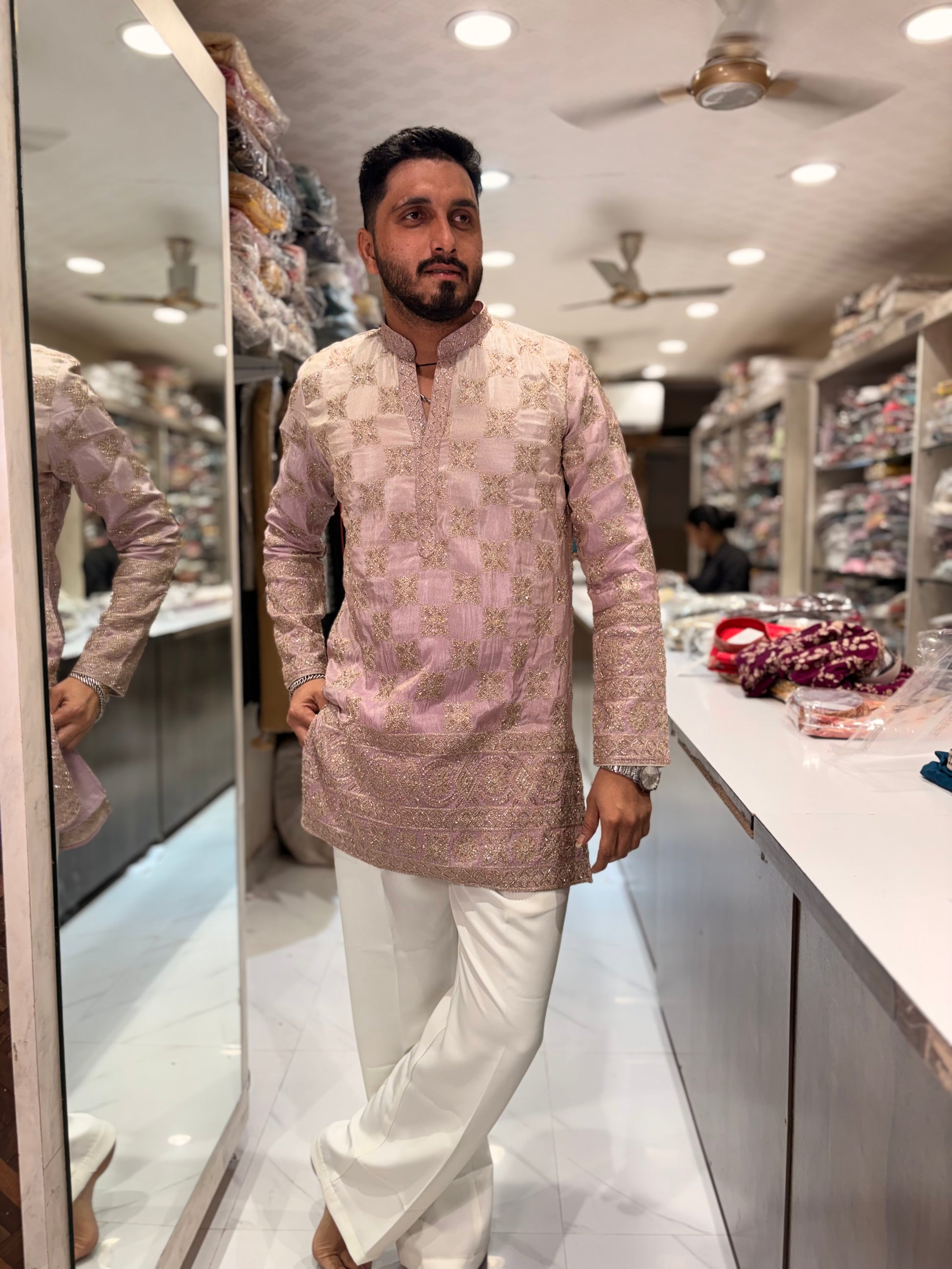 Premium Tissue Silk Embroidered Kurta