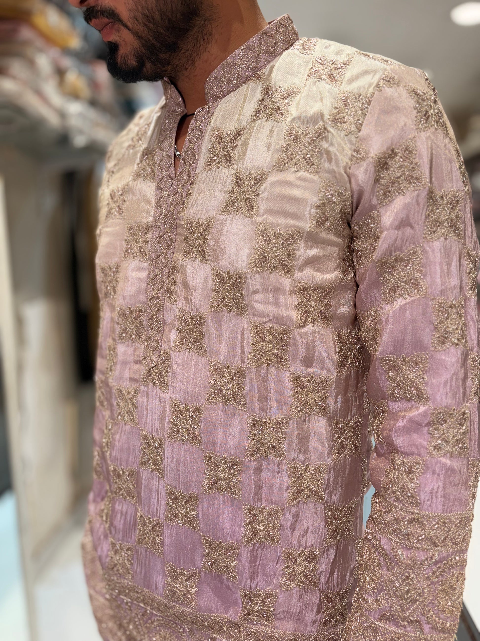 Premium Tissue Silk Embroidered Kurta