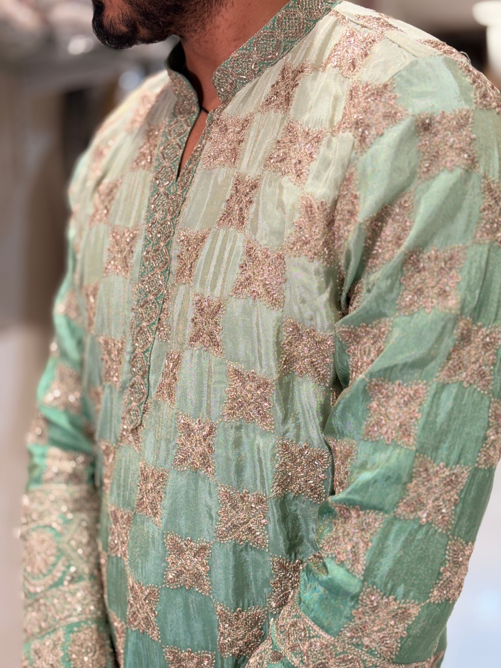 Premium Tissue Silk Embroidered Kurta