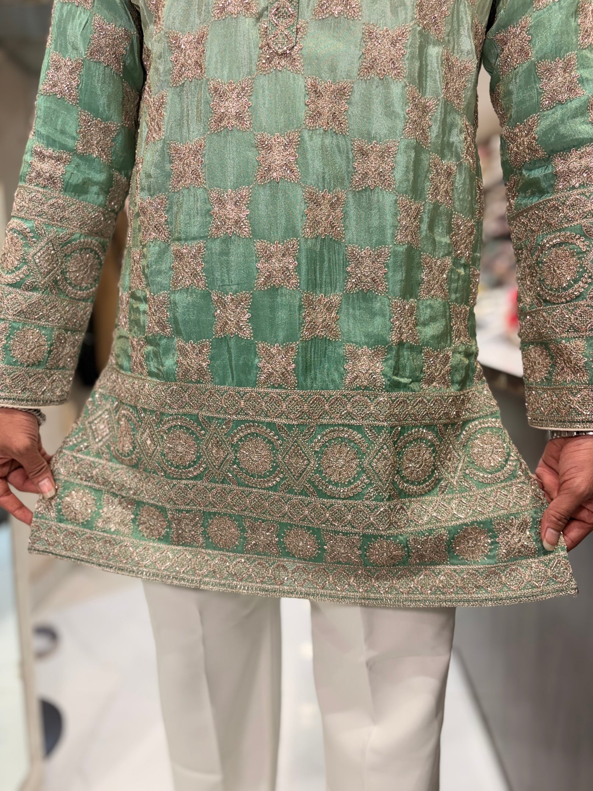 Premium Tissue Silk Embroidered Kurta