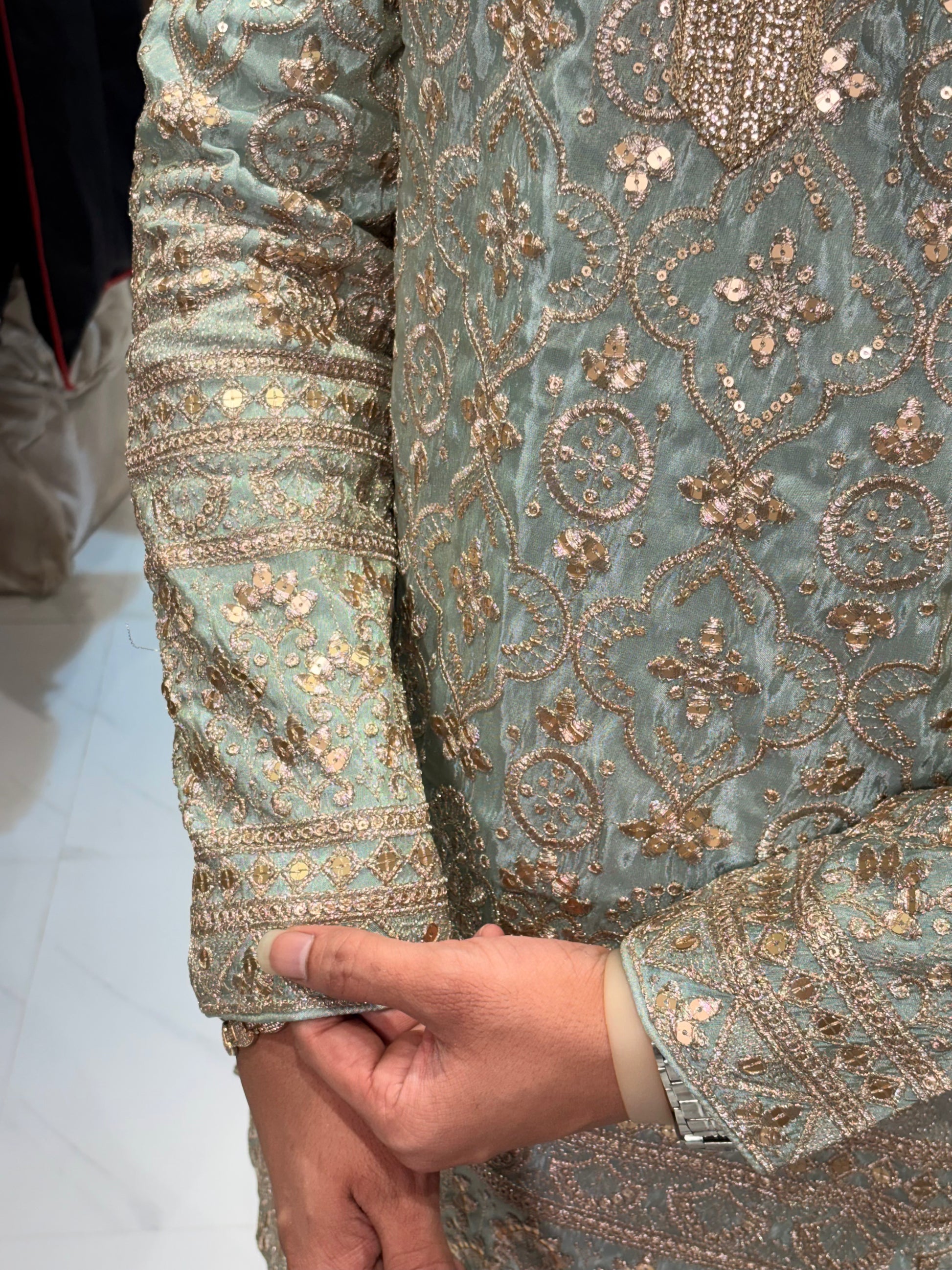 Premium Tissue Silk Heavy Embroidered Short-Length Kurta