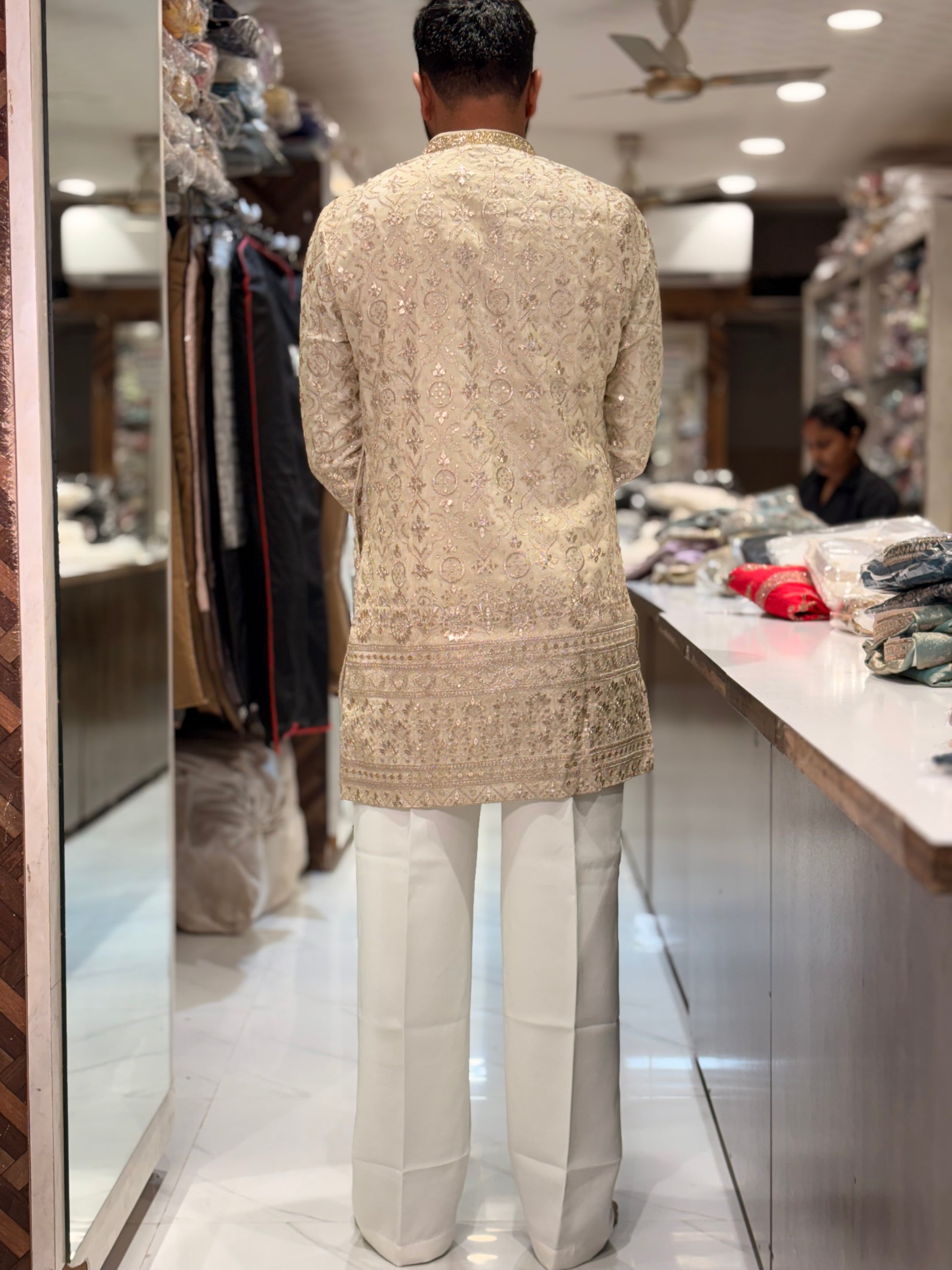 Premium Tissue Silk Heavy Embroidered Short-Length Kurta