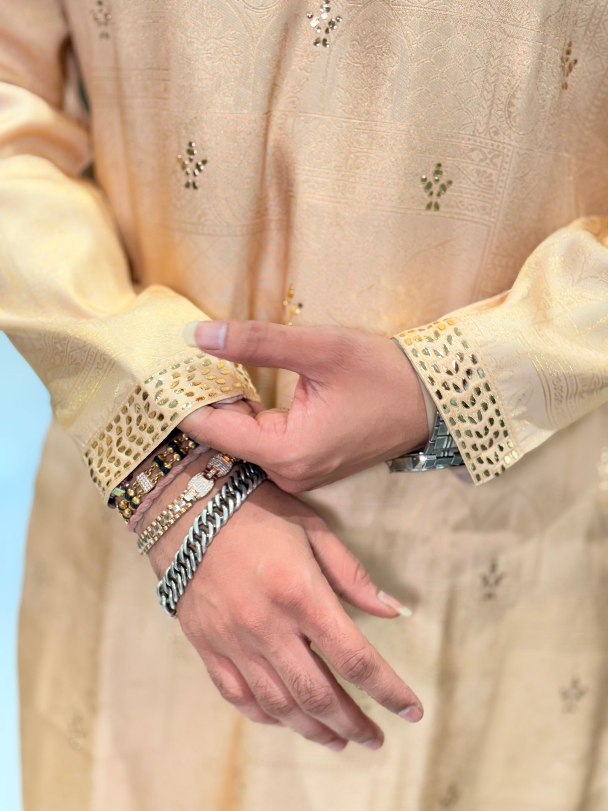 Premium Mukesh Work Tissue Silk Kurta