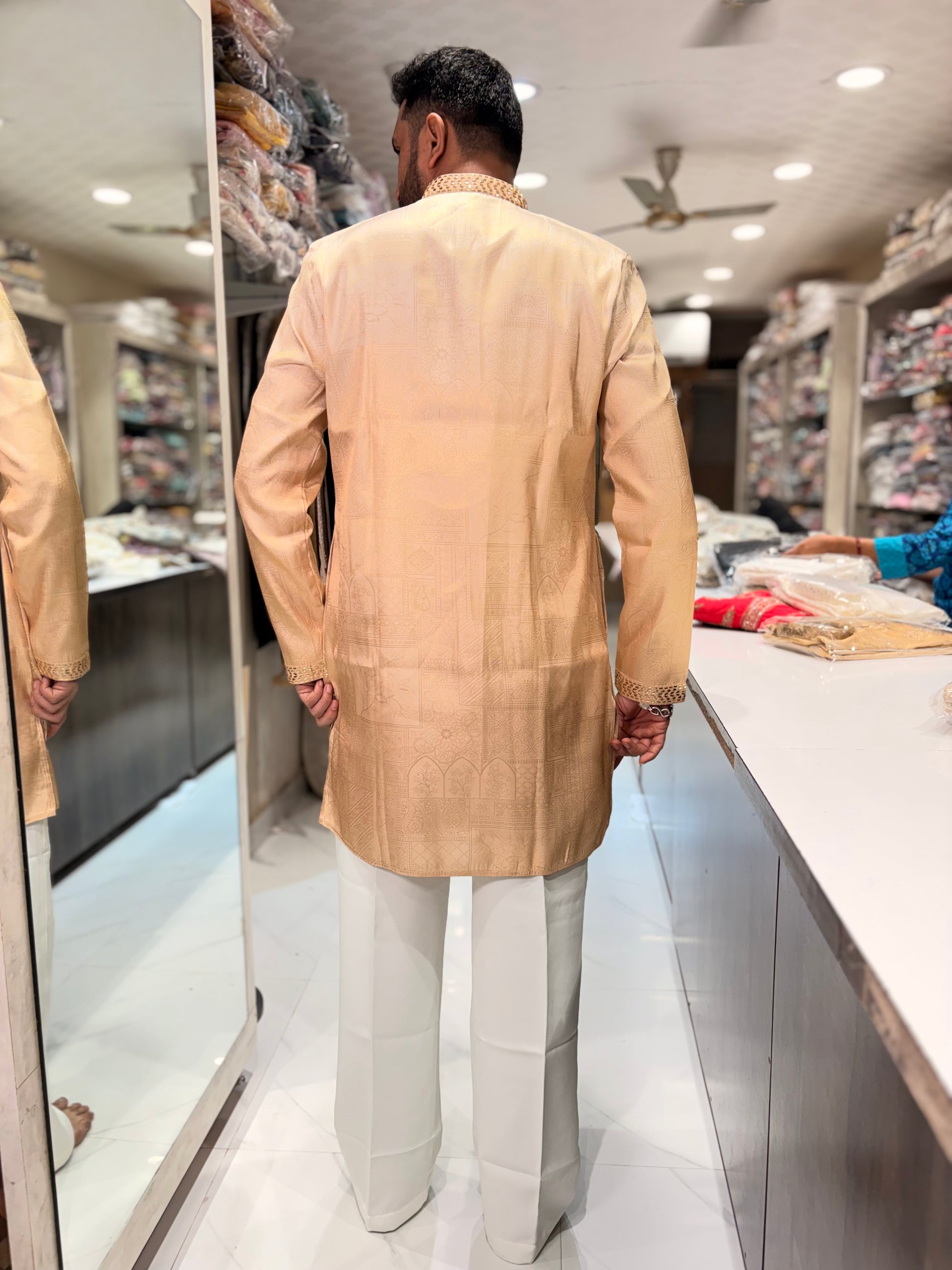 Premium Mukesh Work Tissue Silk Kurta