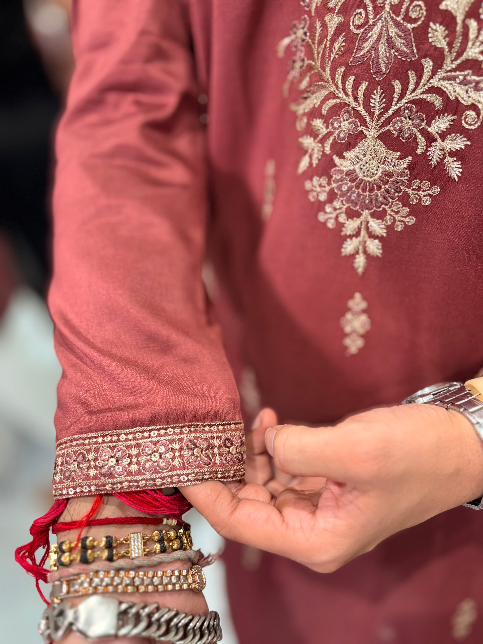 Premium Floral Embroidered Silk Kurta