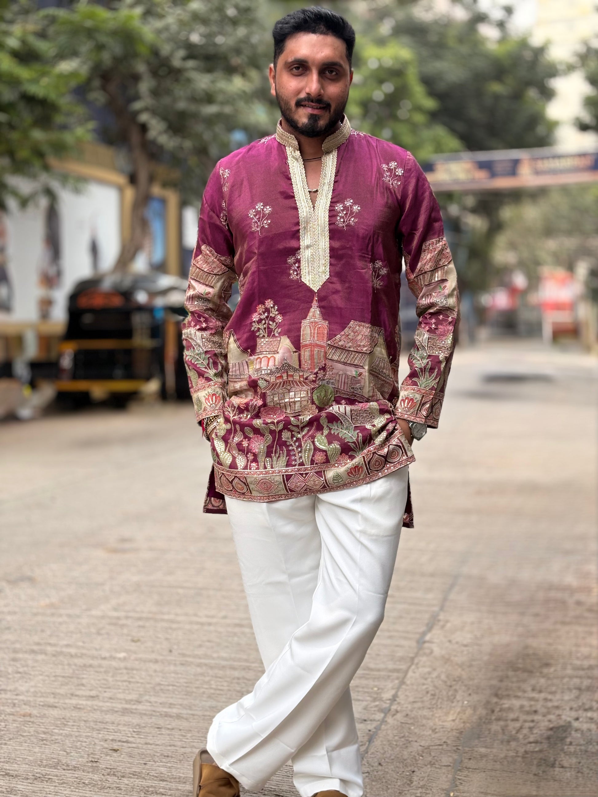 Premium Heritage Embroidered Silk Kurta