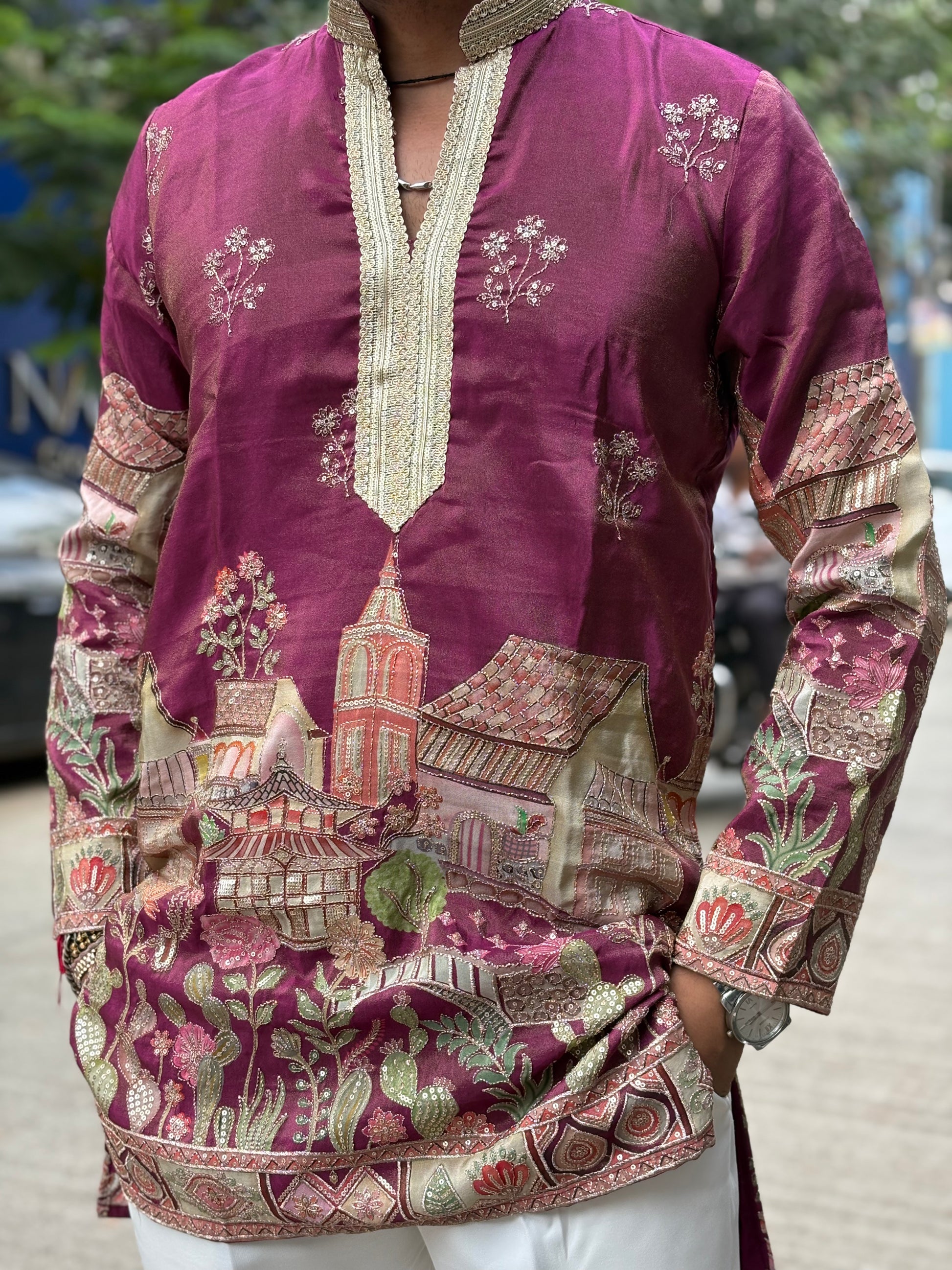 Premium Heritage Embroidered Silk Kurta