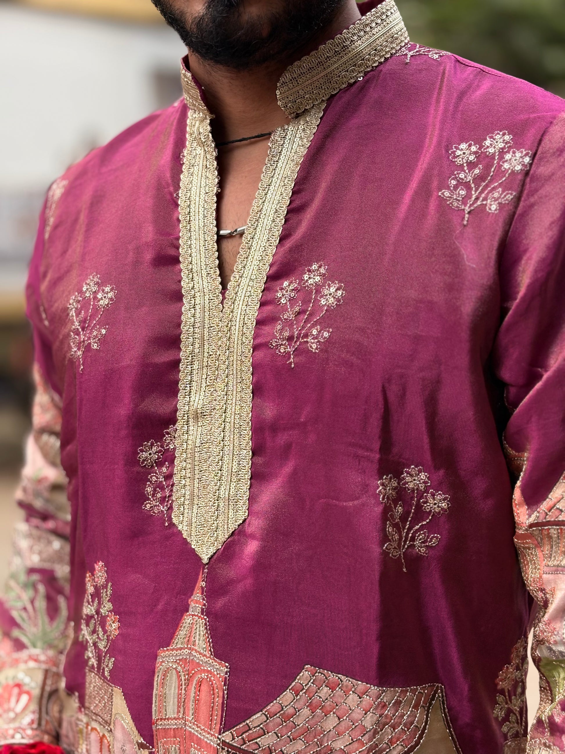 Premium Heritage Embroidered Silk Kurta