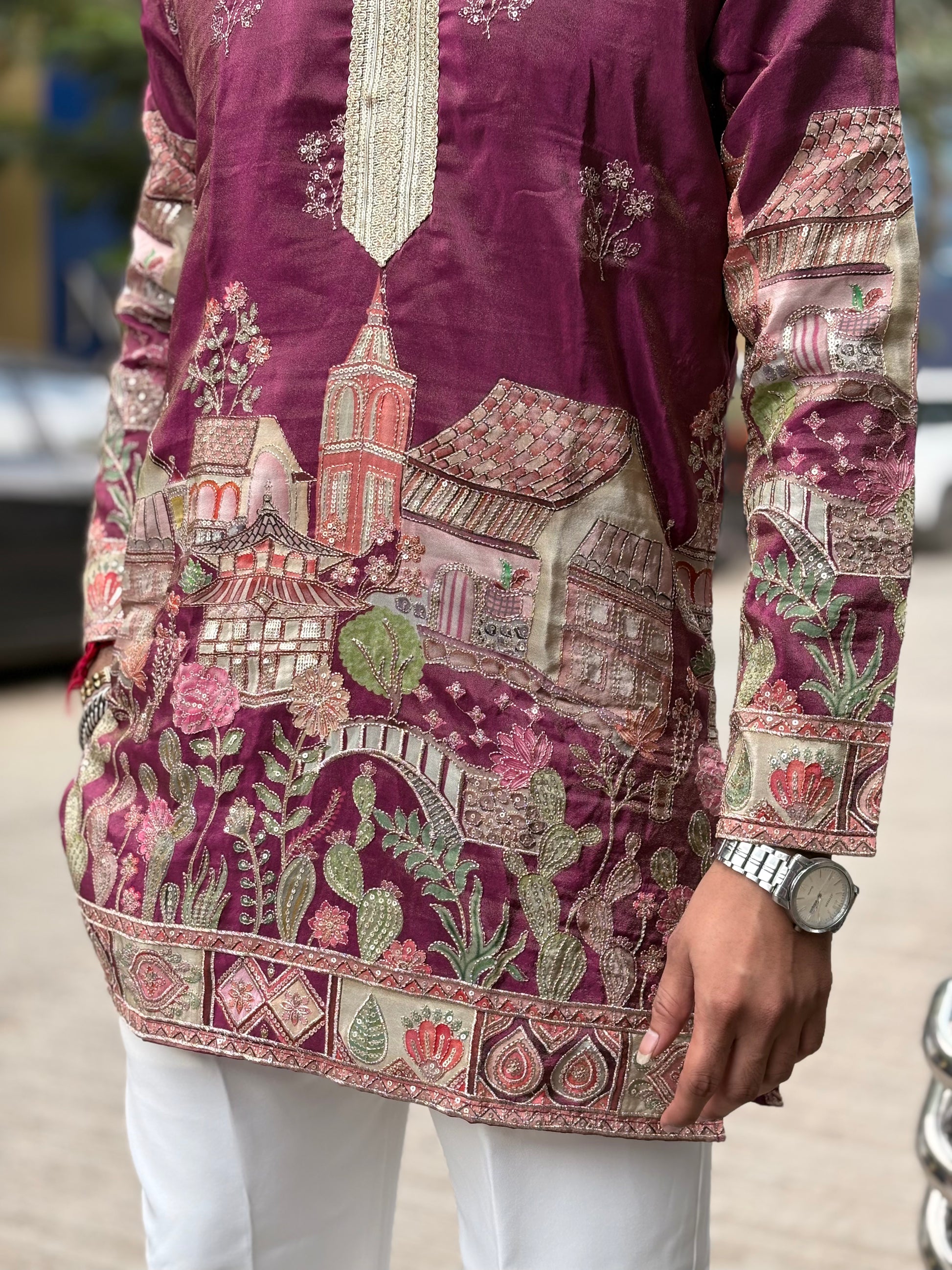 Premium Heritage Embroidered Silk Kurta