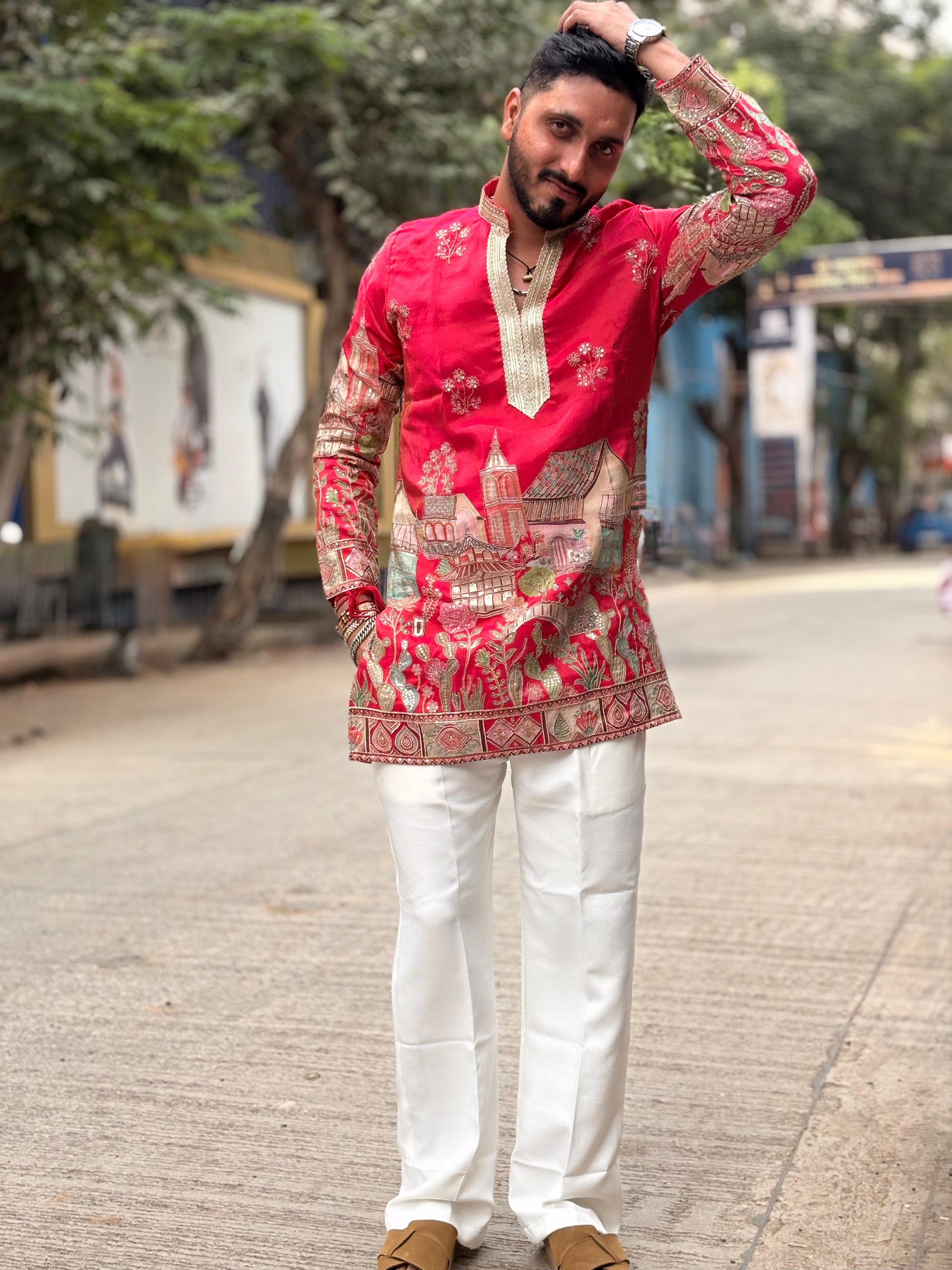 Premium Heritage Embroidered Silk Kurta