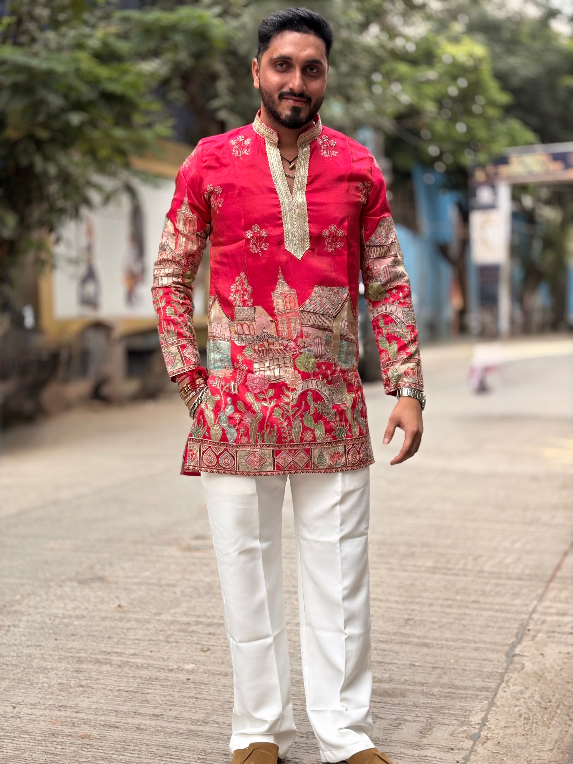 Premium Heritage Embroidered Silk Kurta
