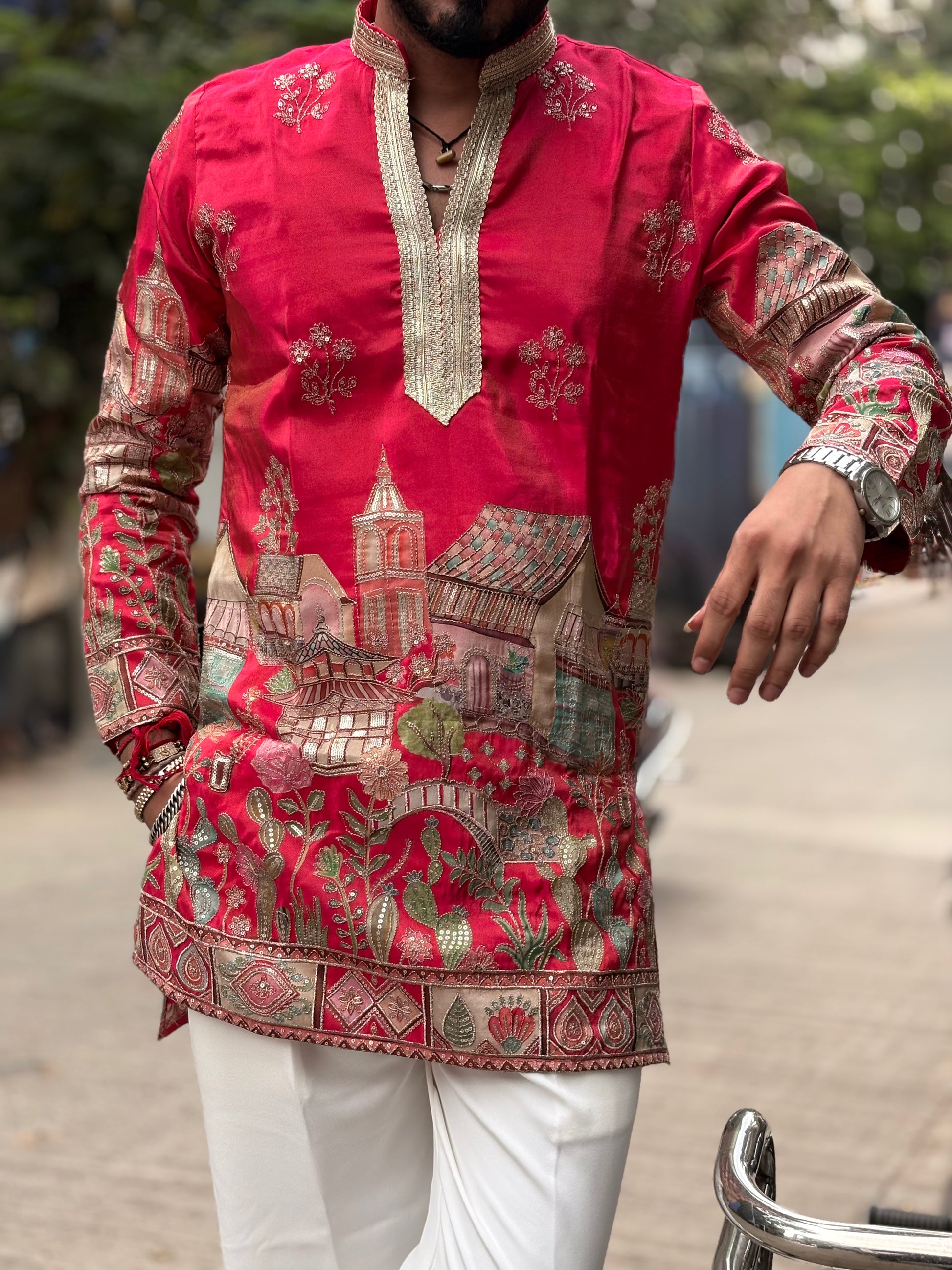 Premium Heritage Embroidered Silk Kurta