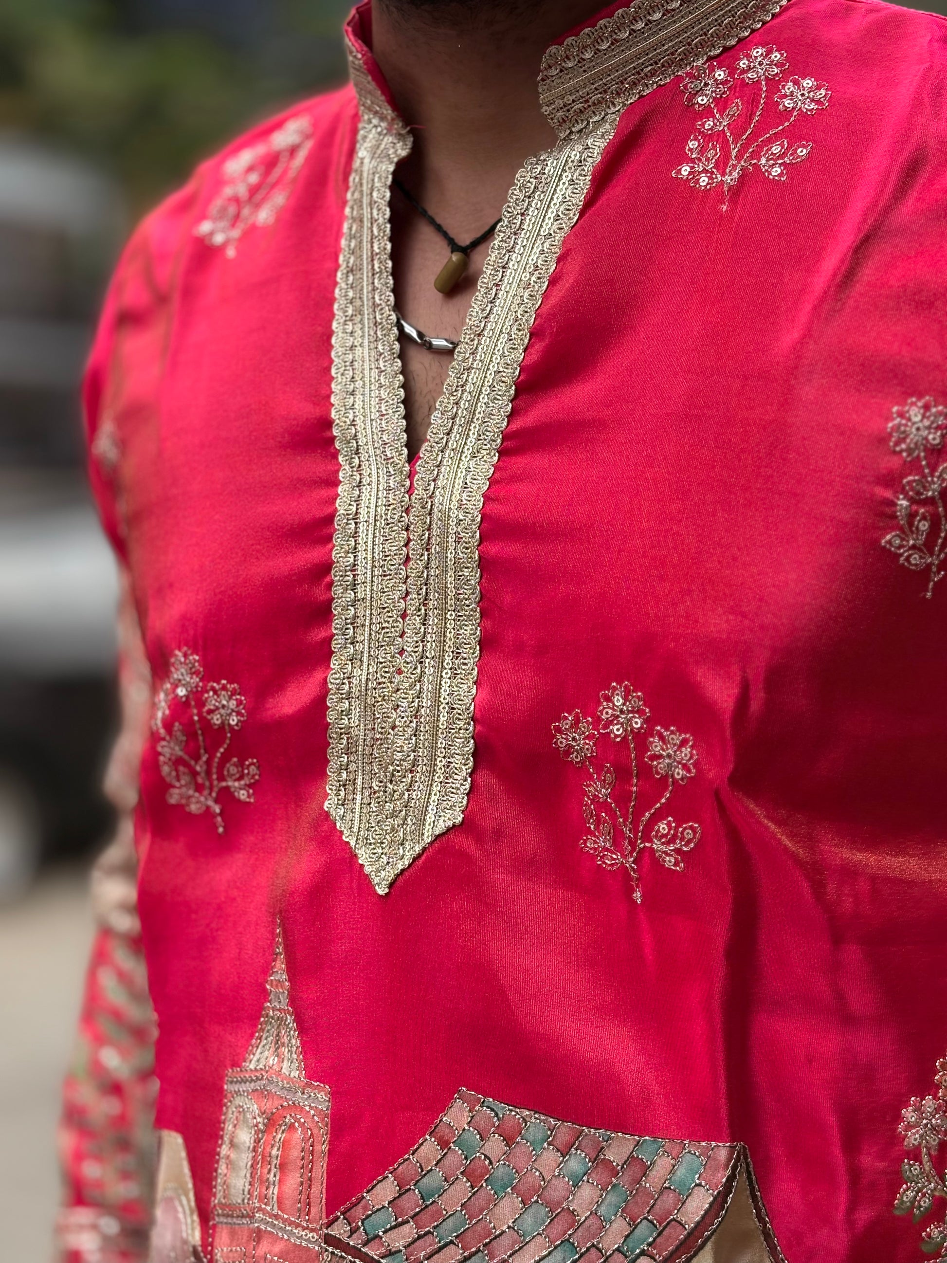 Premium Heritage Embroidered Silk Kurta