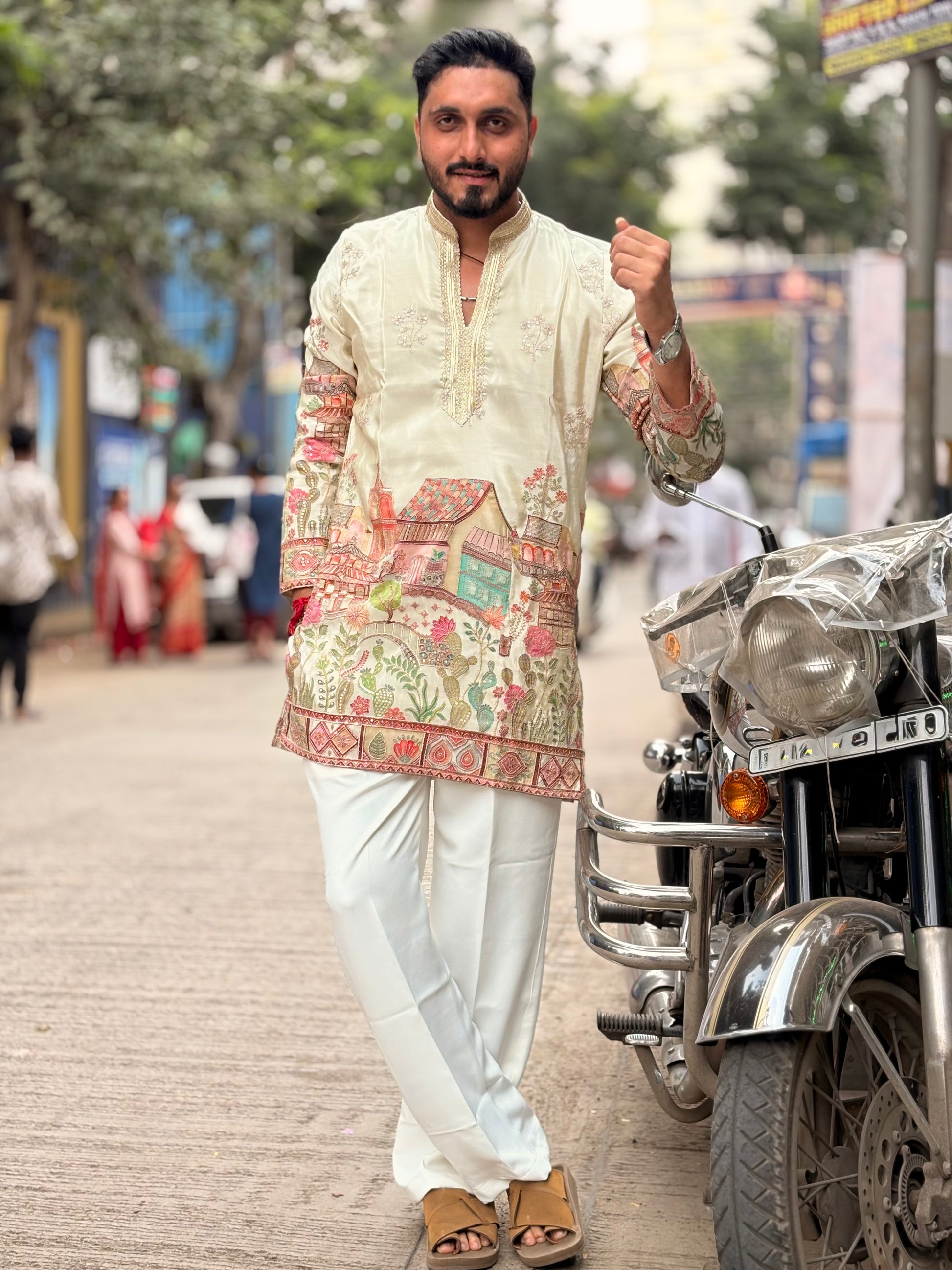 Premium Heritage Embroidered Silk Kurta