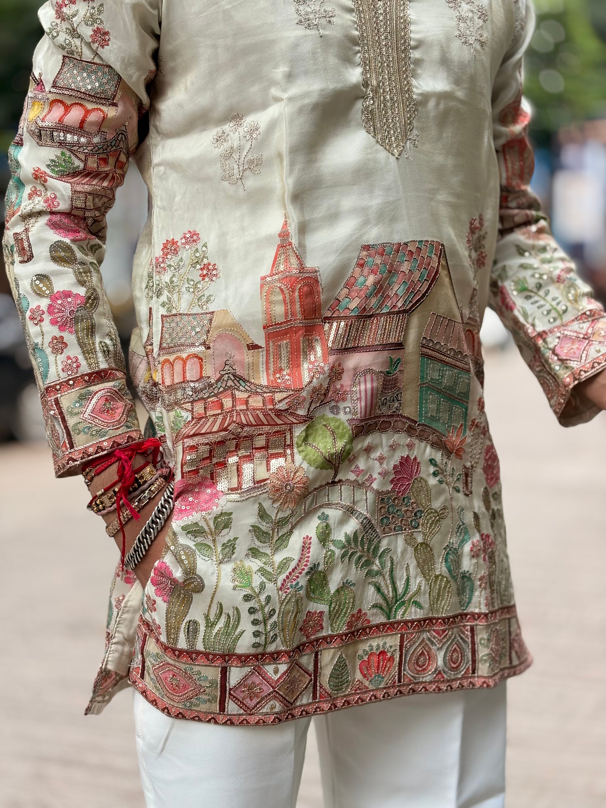 Premium Heritage Embroidered Silk Kurta