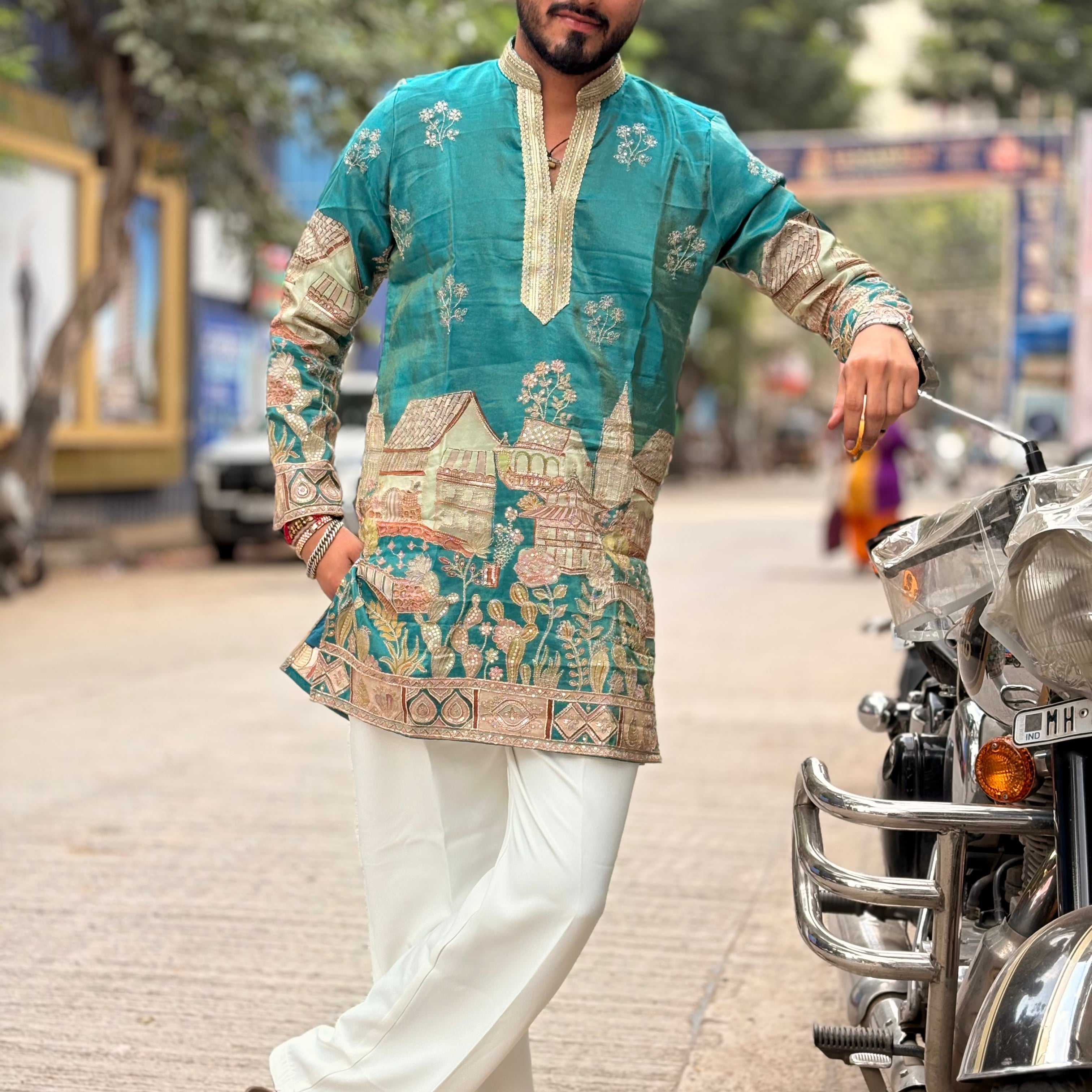Premium Heritage Embroidered Silk Kurta