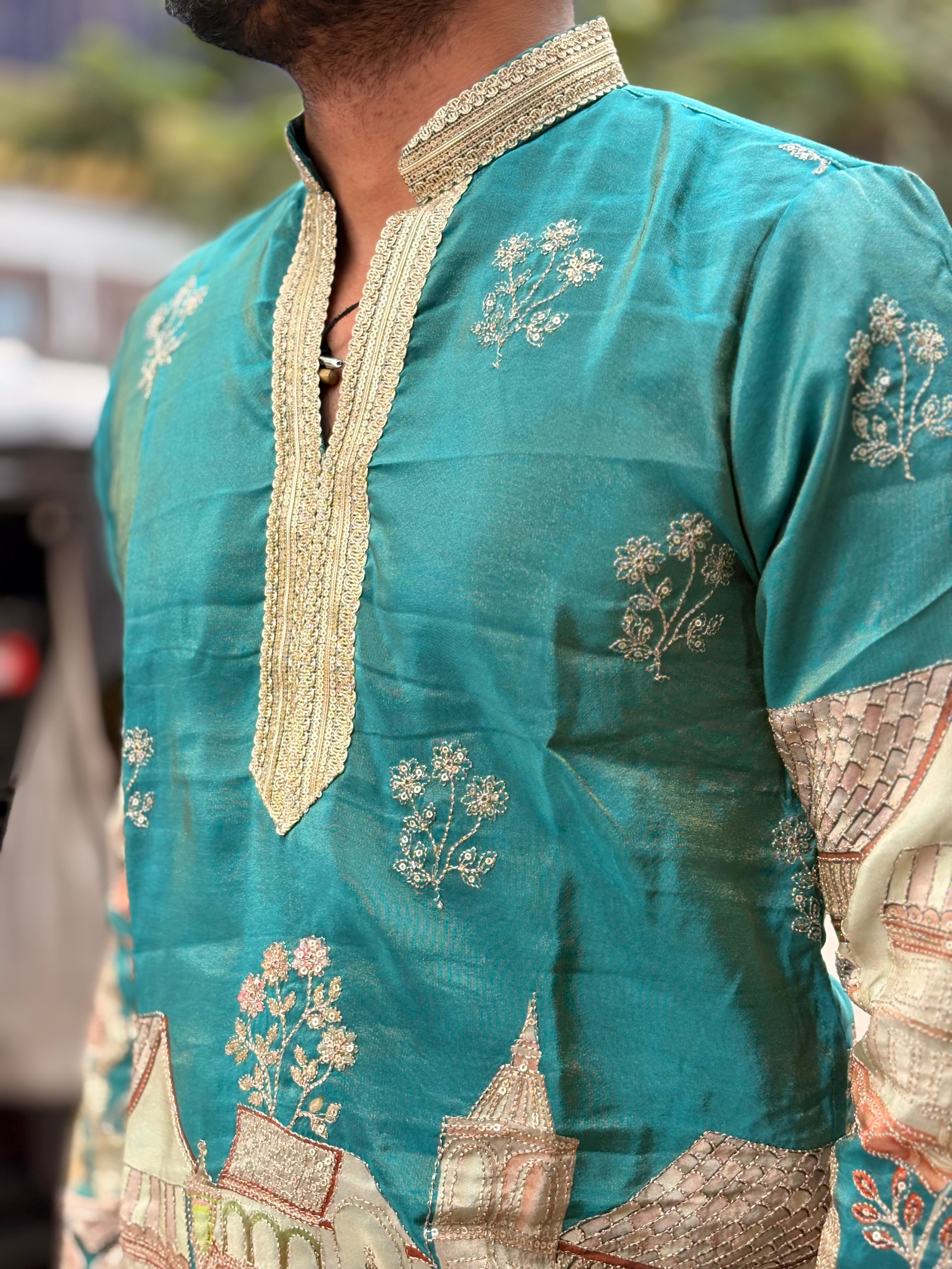 Premium Heritage Embroidered Silk Kurta