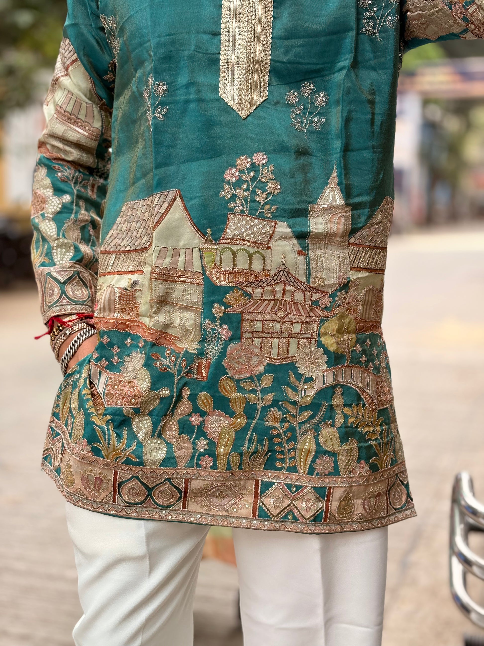 Premium Heritage Embroidered Silk Kurta