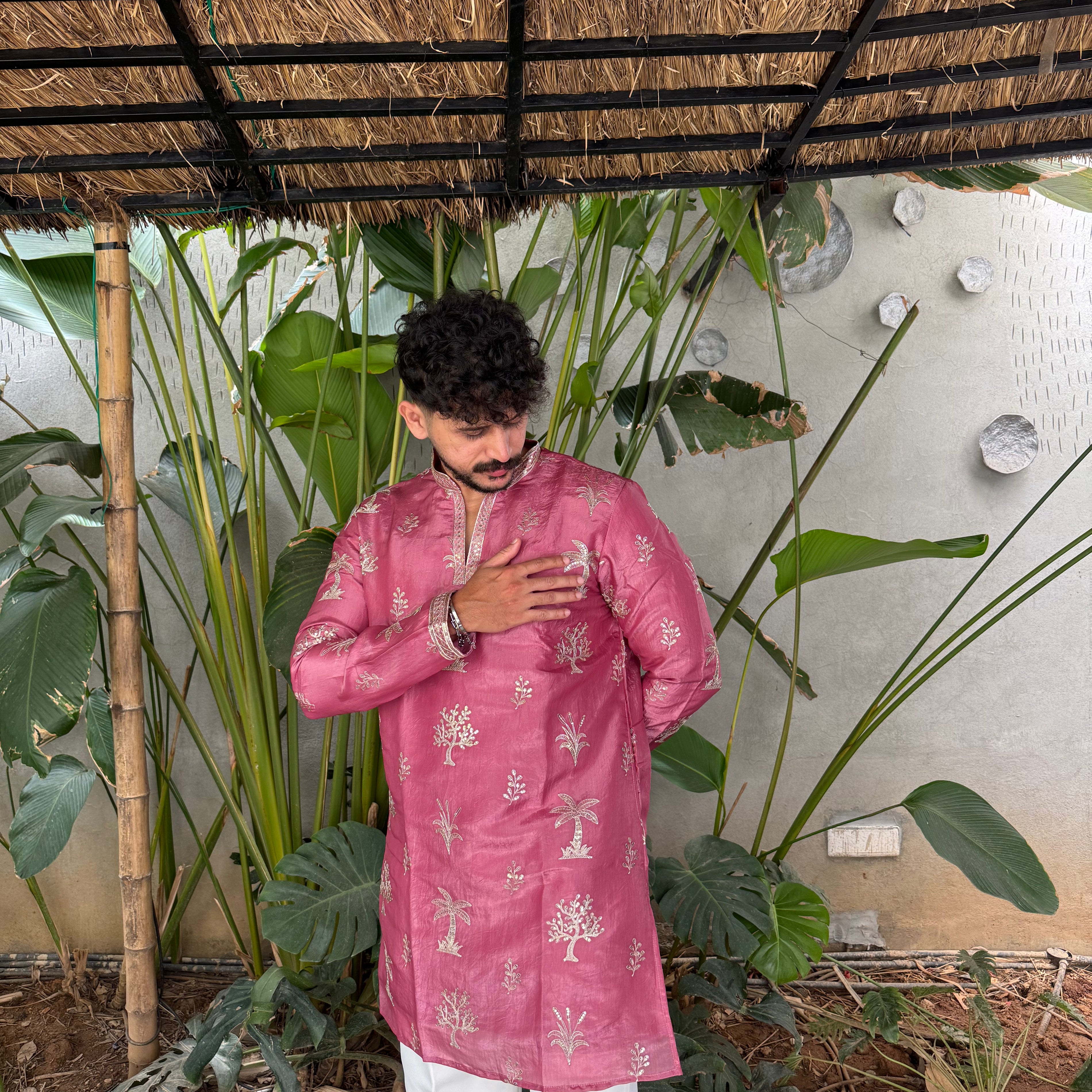 Premium Tissue Embroidered Knee-Length Kurta