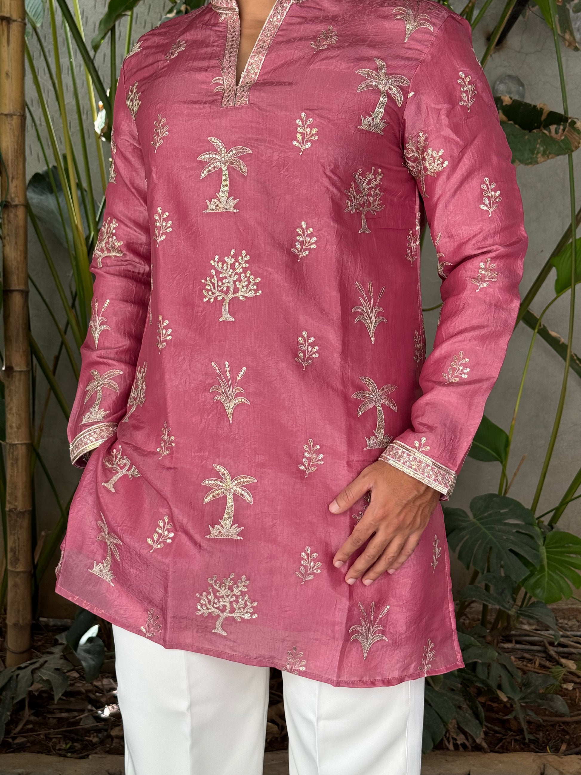 Premium Tissue Embroidered Knee-Length Kurta
