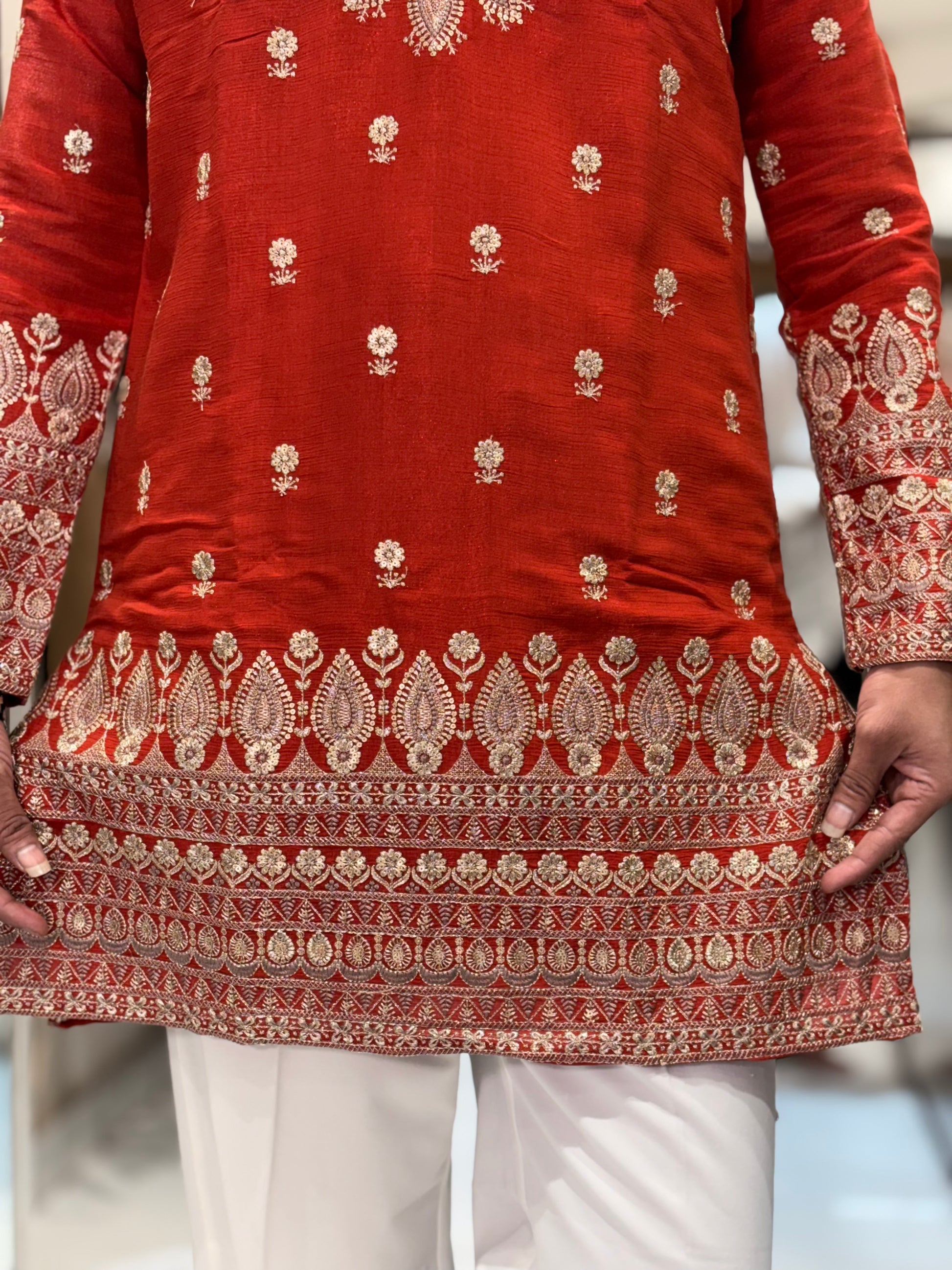 Premium Silk Kurta with Intricate Paisley Embroidery & Designer Border