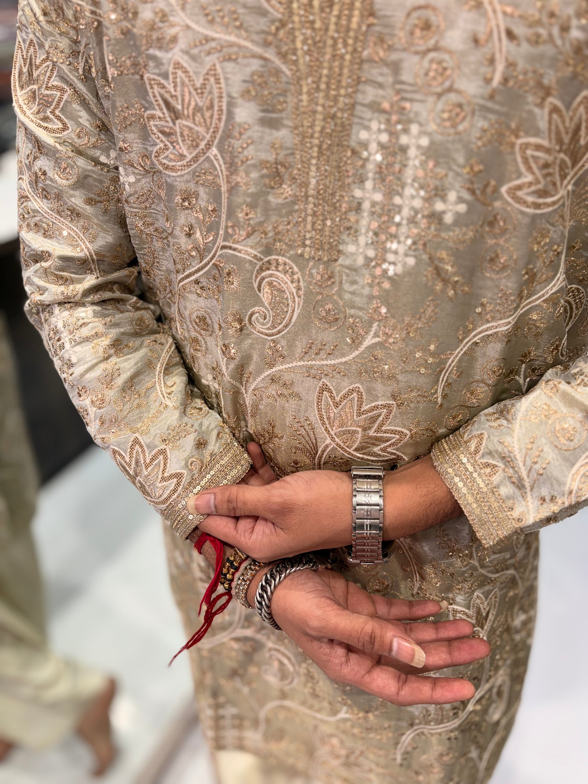 Premium Tissue Silk Kurta with Intricate Floral Embroidery