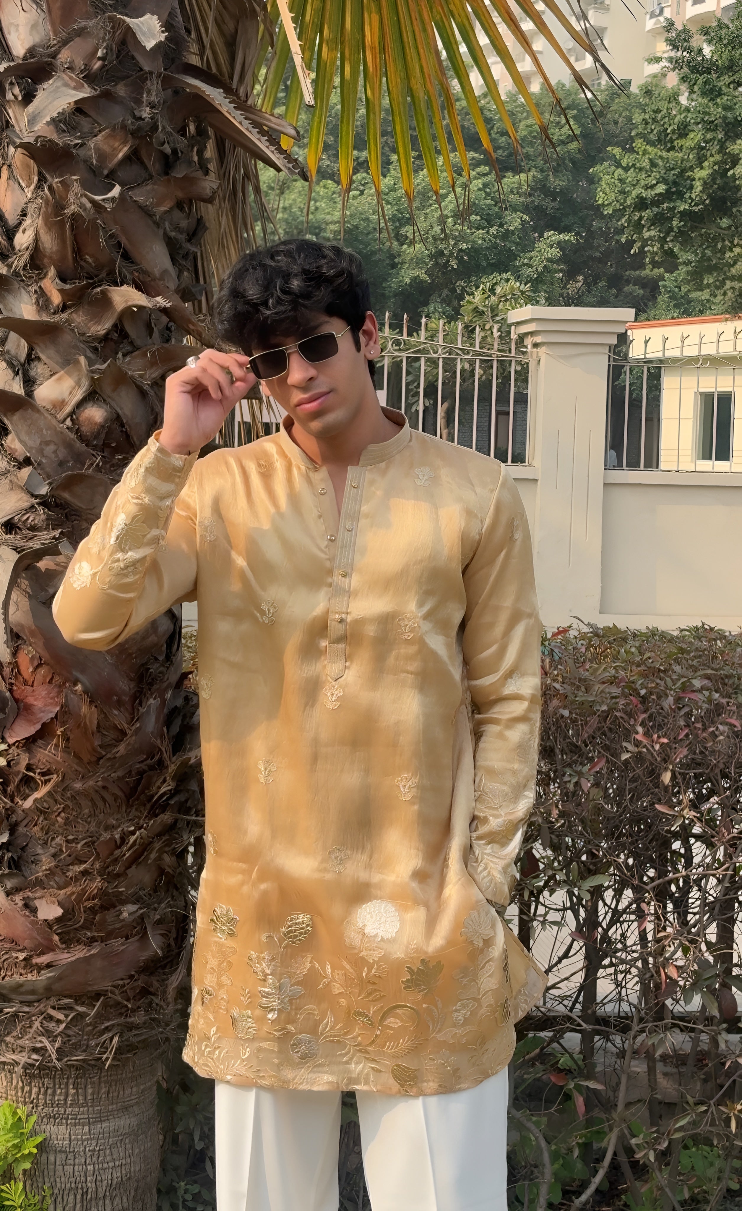 GOLDEN BLUSH FUSION MID KURTA