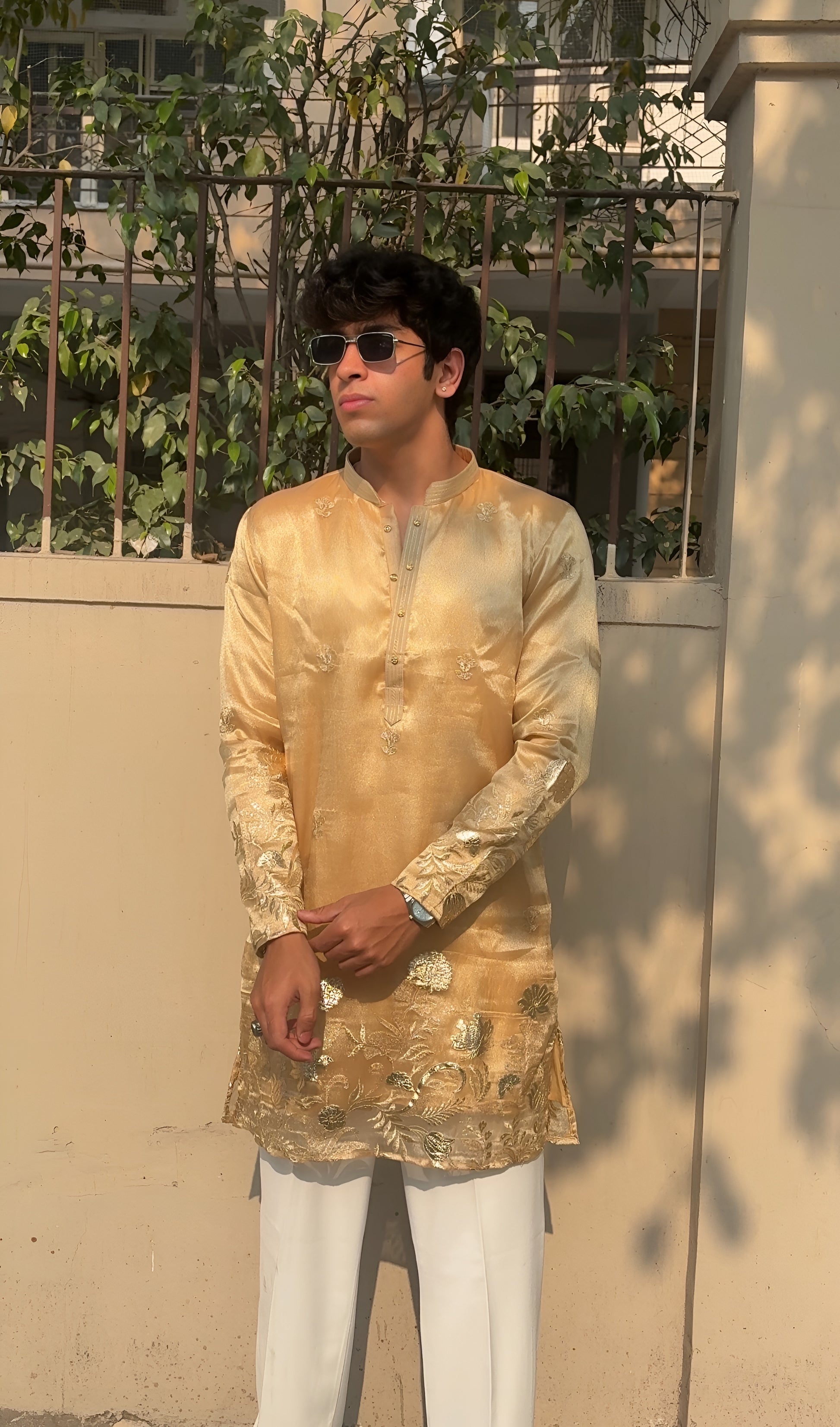 GOLDEN BLUSH FUSION MID KURTA