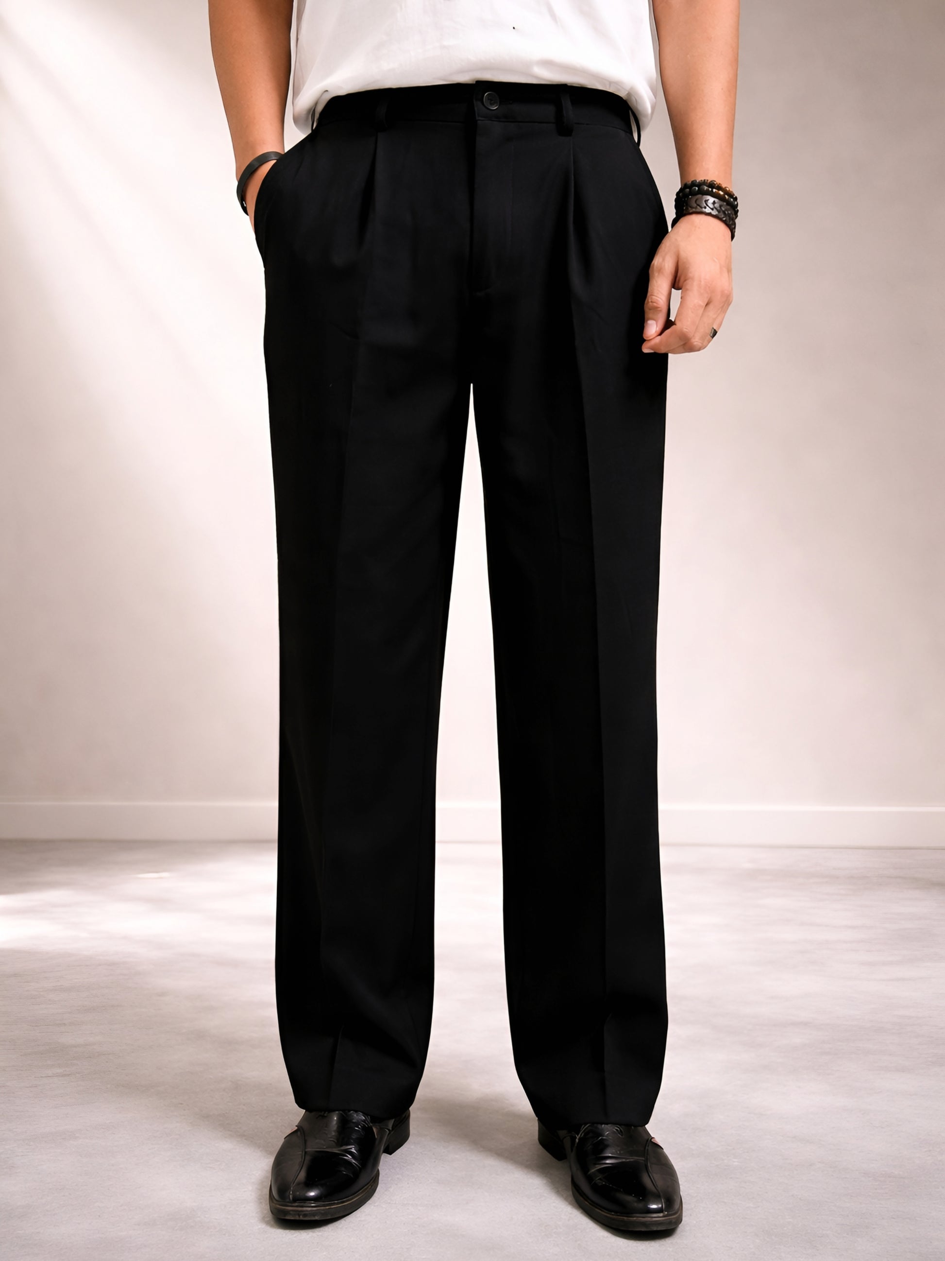 BLACK PARALLEL PANTS (TROUSERS)