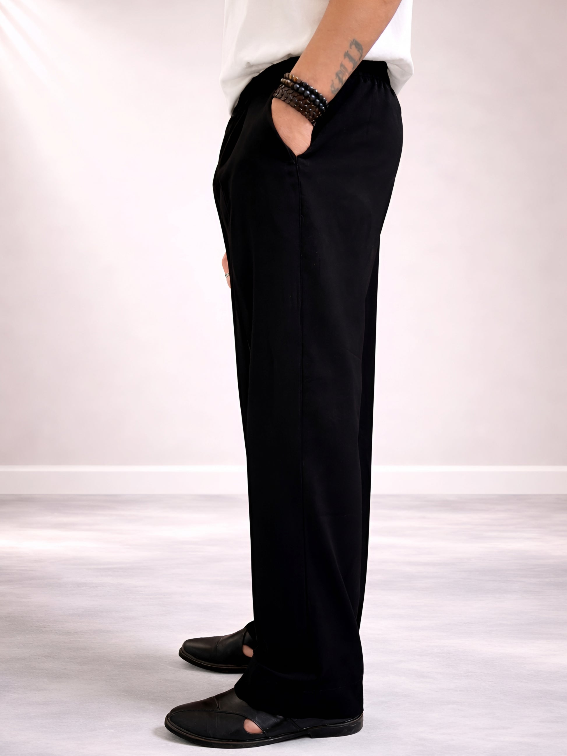 BLACK PARALLEL PANTS (TROUSERS)