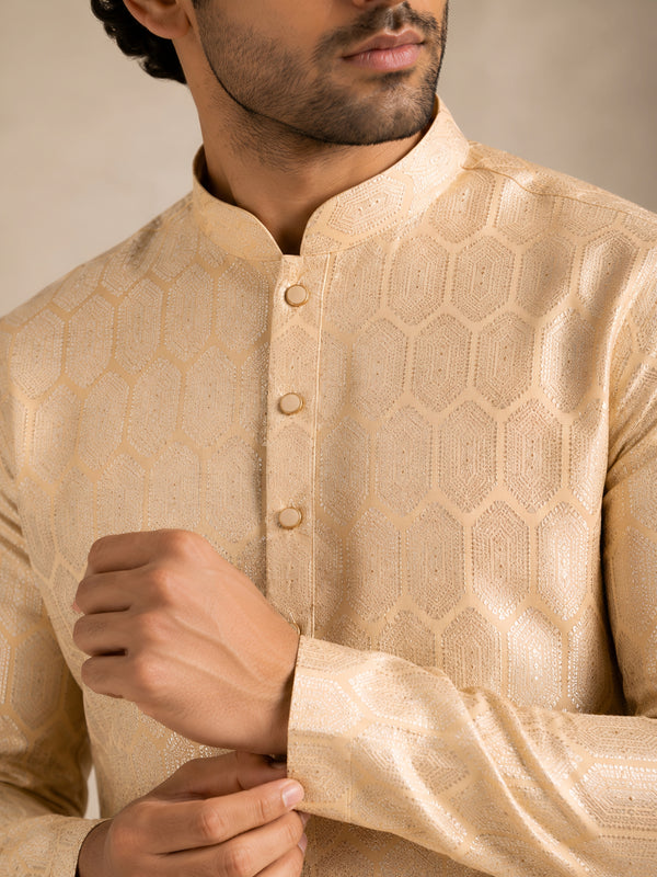 Premium Cream Jacquard Kurta for Men
