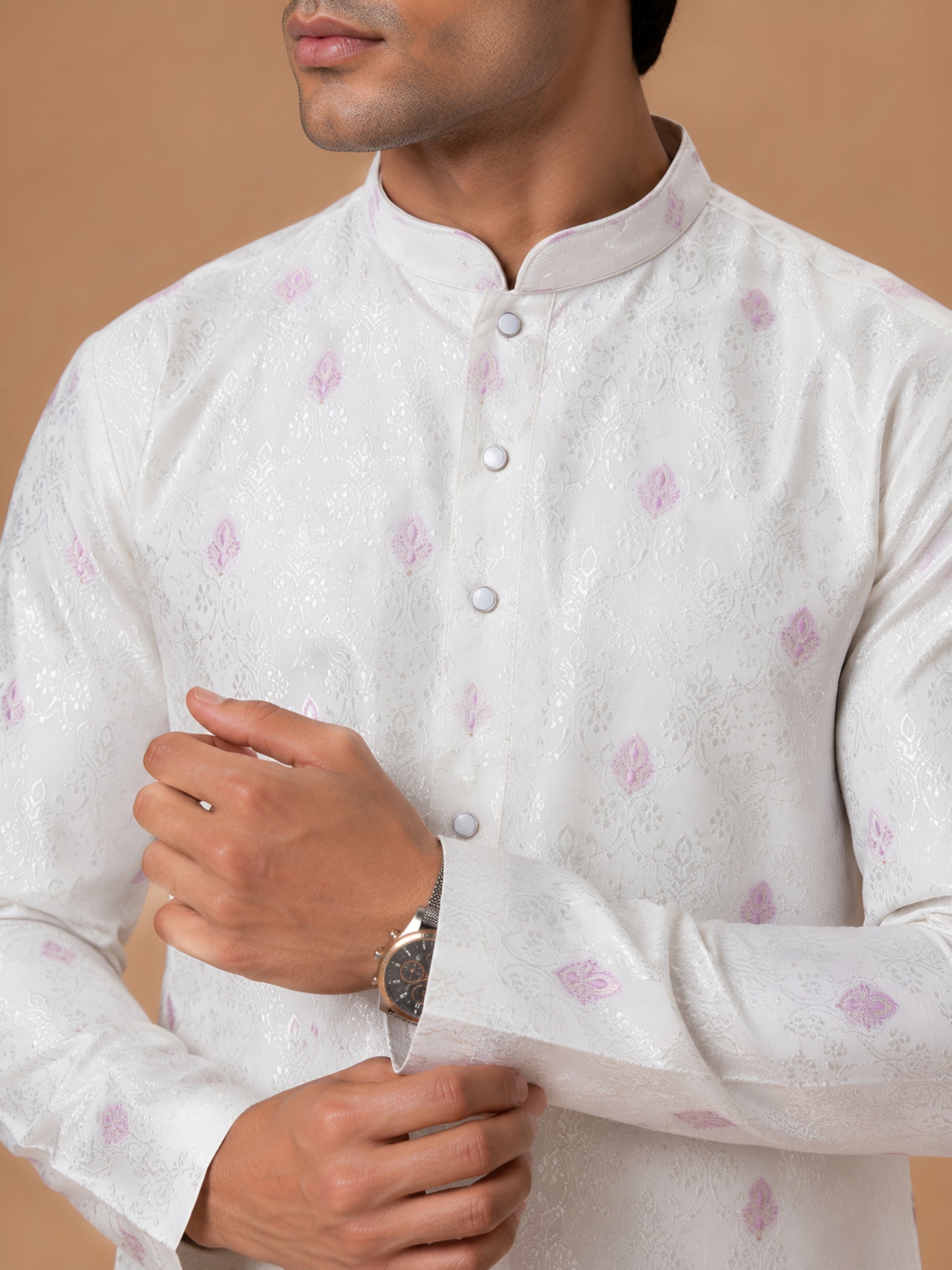 Premium Lavender Self Design Kurta for Men