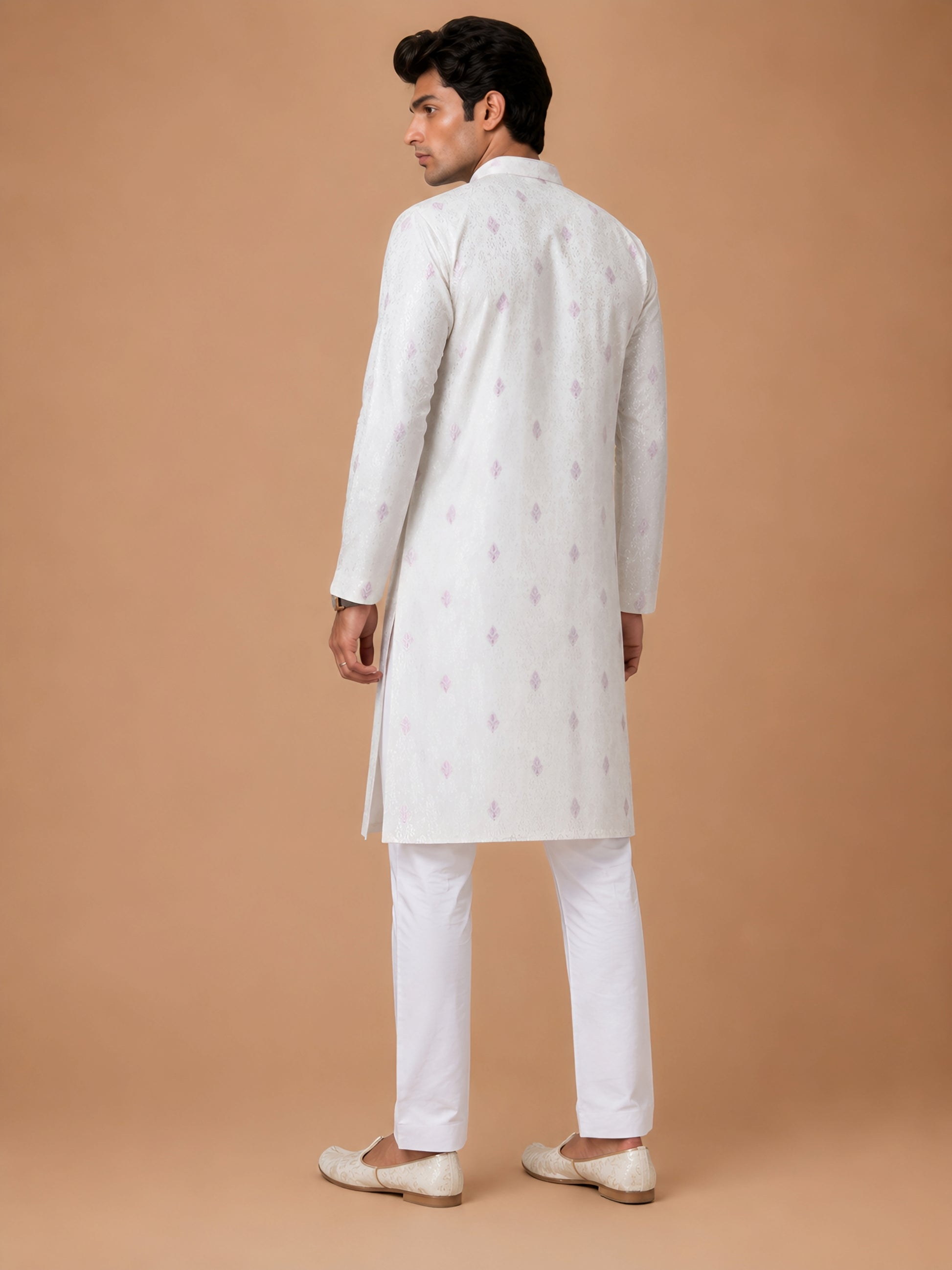 Premium Lavender Self Design Kurta for Men