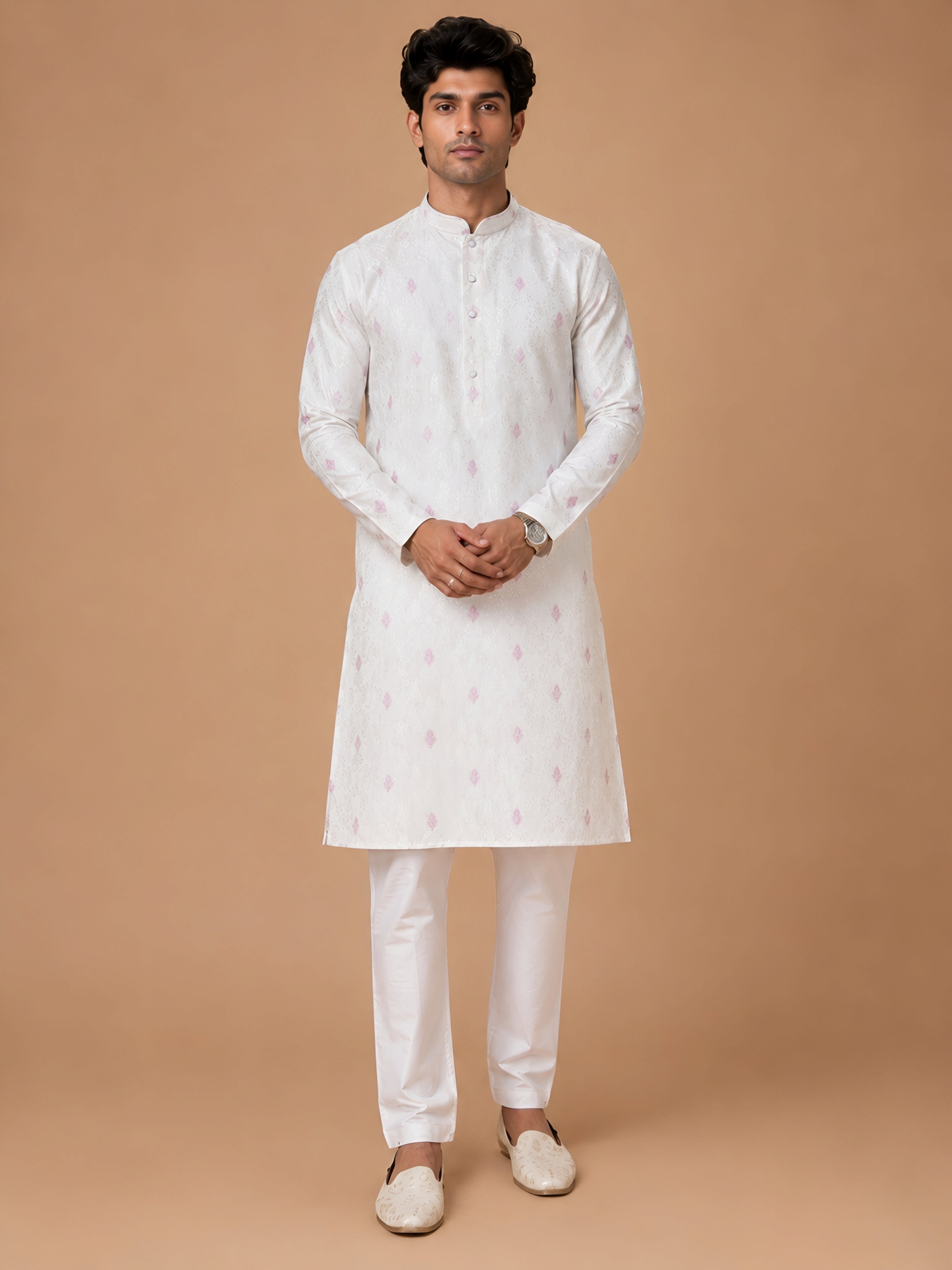 Premium Lavender Self Design Kurta for Men