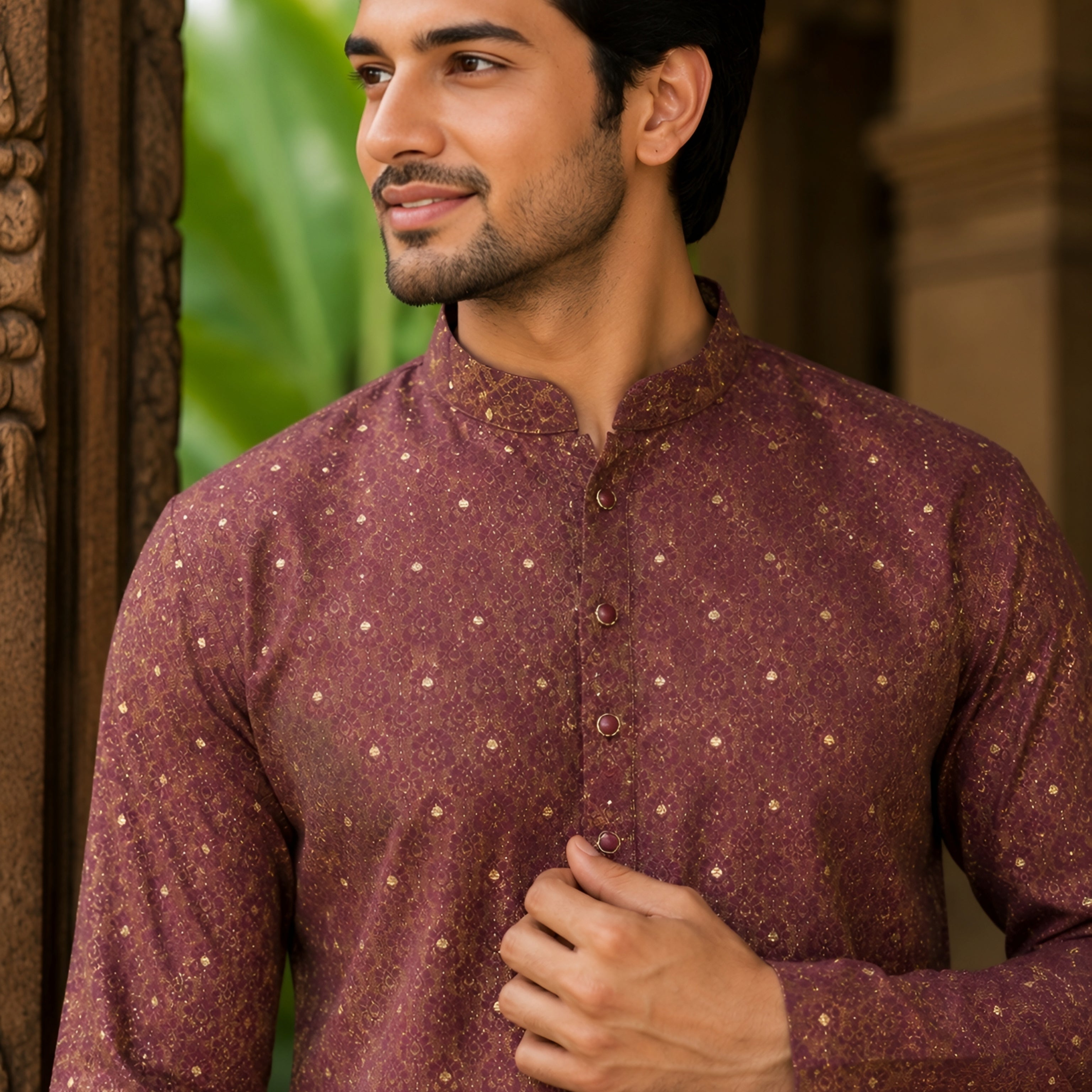 VIOLET KANJEEVARAM SILK KNEE-LENGTH KURTA
