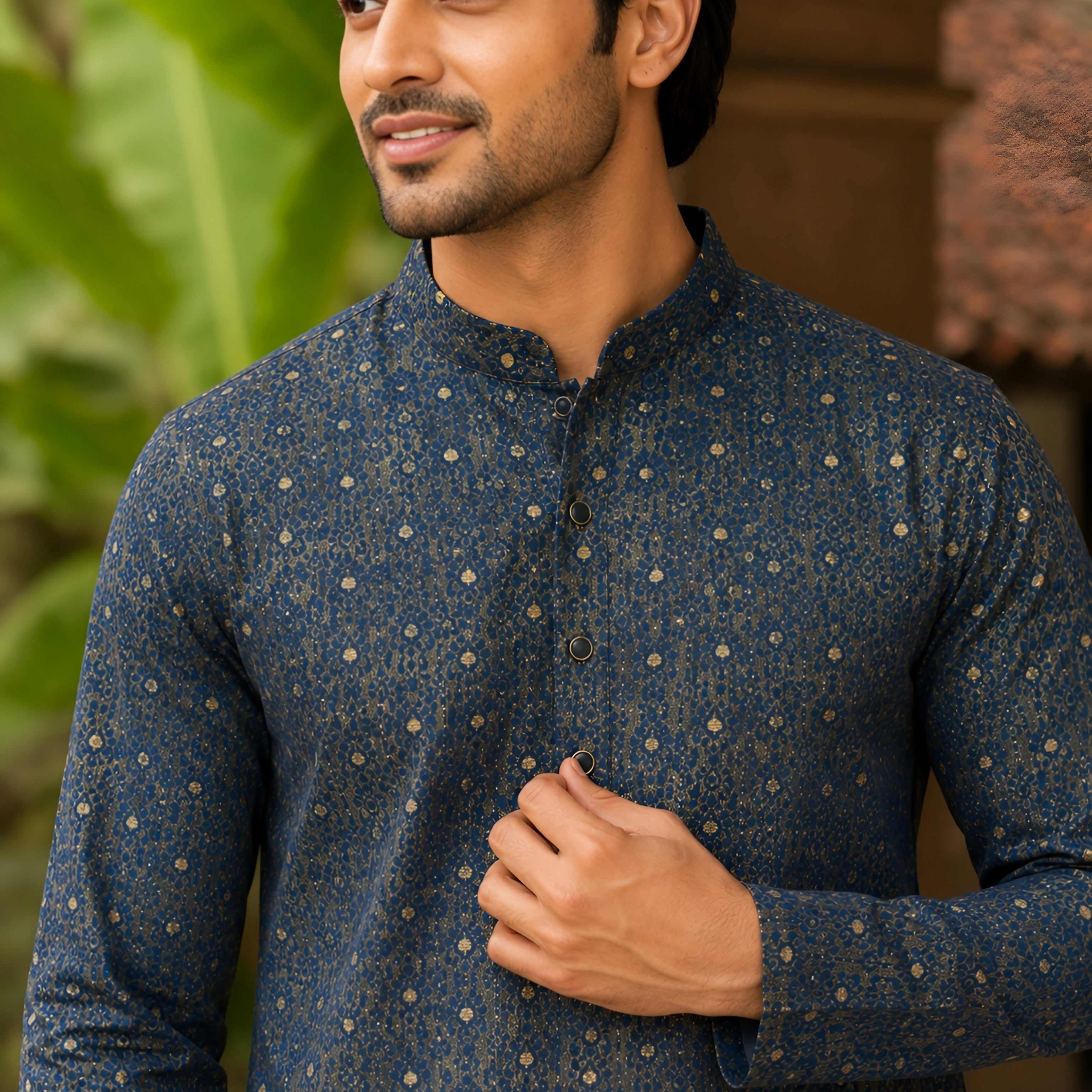 RAMA BLUE KANJEEVARAM SILK KNEE-LENGTH KURTA