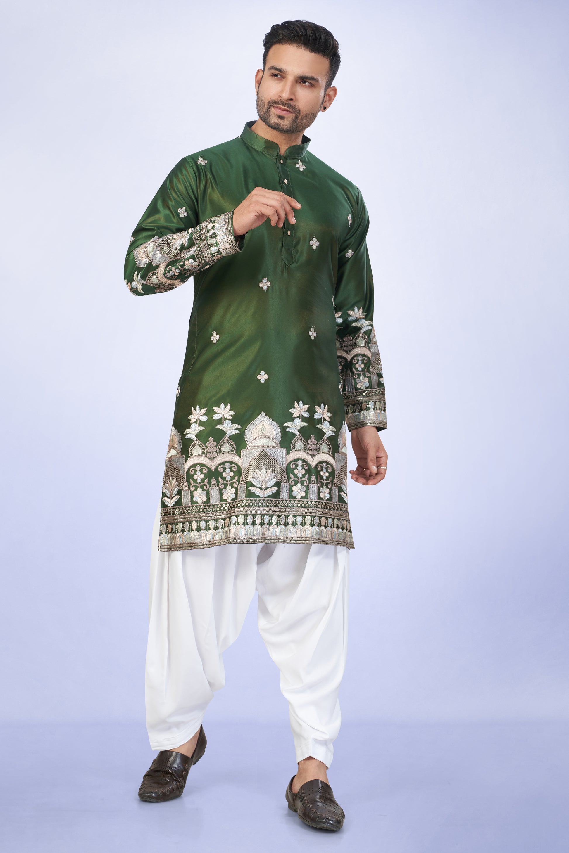 Emerald Green Silk Blend Kurta