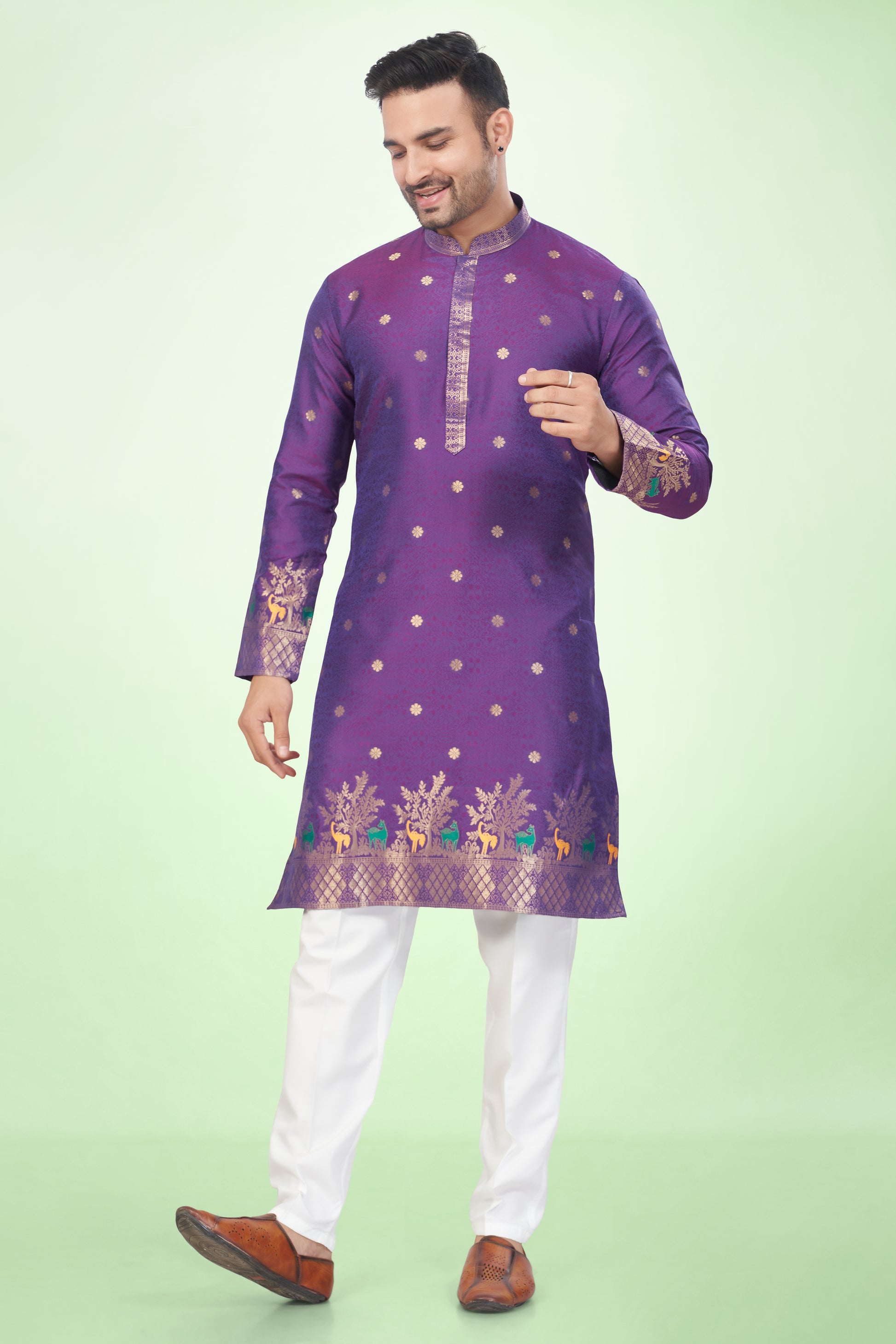 Vibrant Violet Zari-Woven Kurta