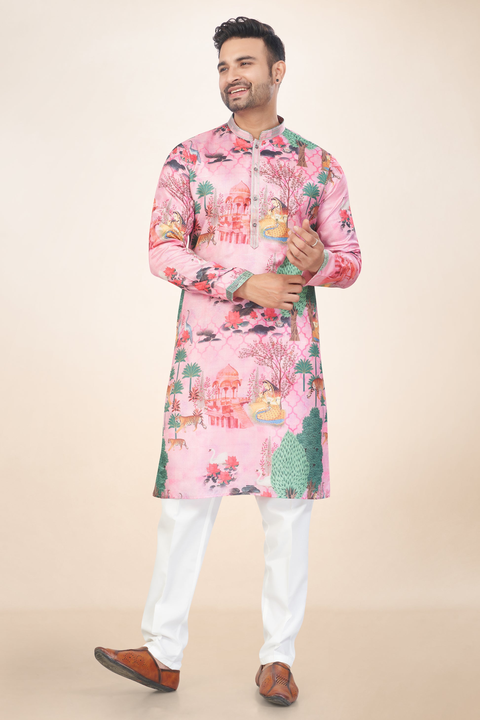Dashing Dark Rose Printed Kurta Set