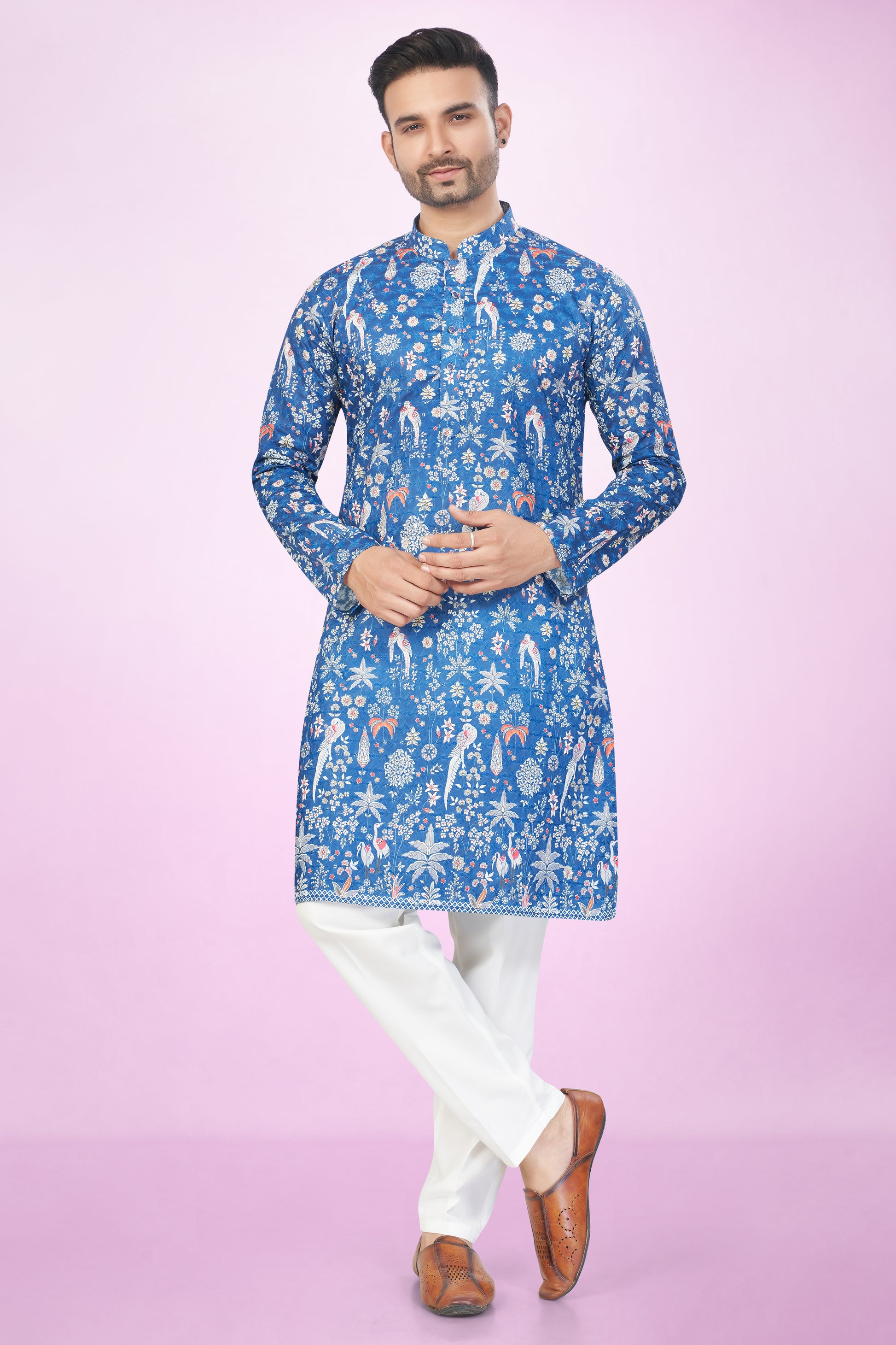 Rizzling Rama Blue Printed Kurta